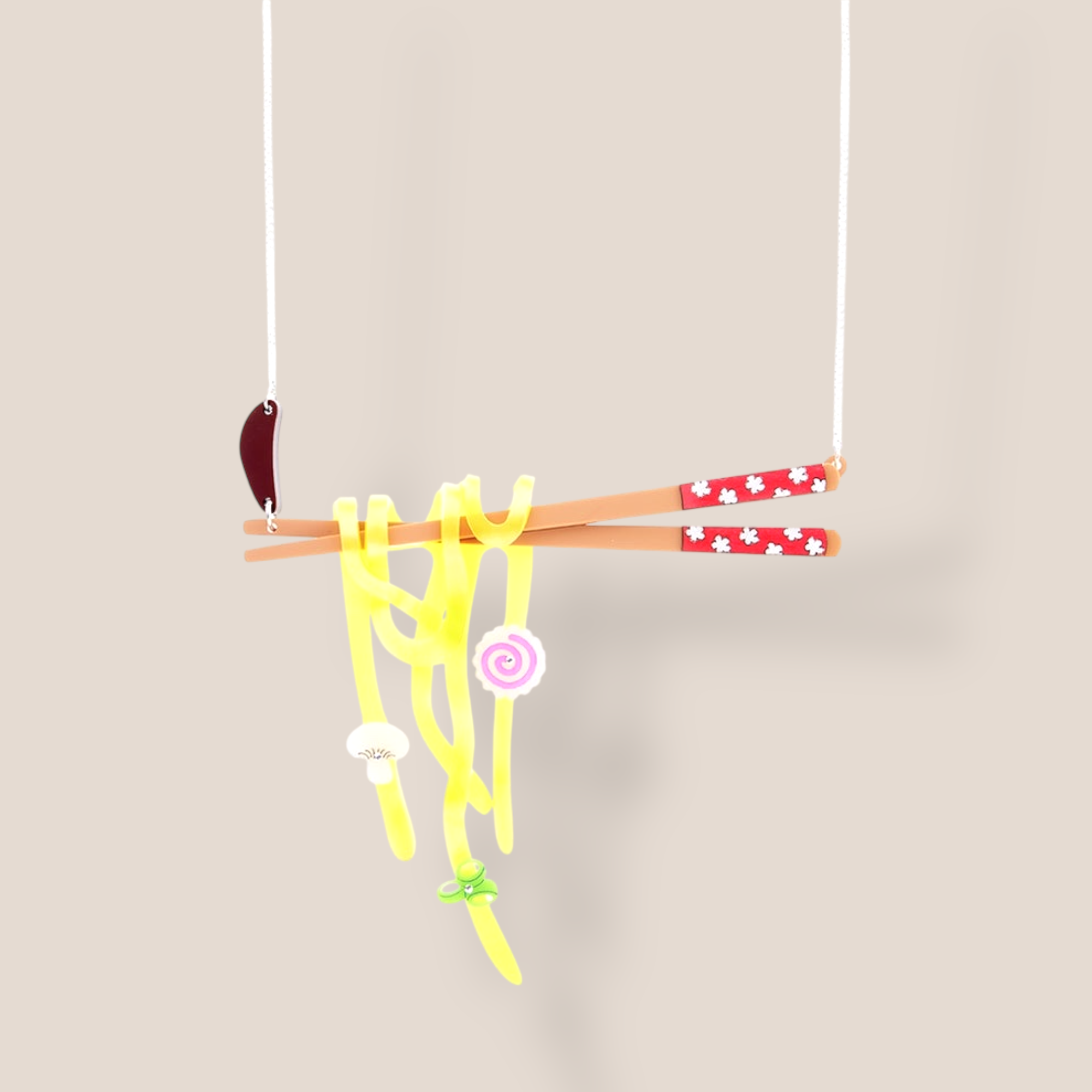 La Vidriola, Yummy Noodles on My Chopsticks, Acrylic Necklace