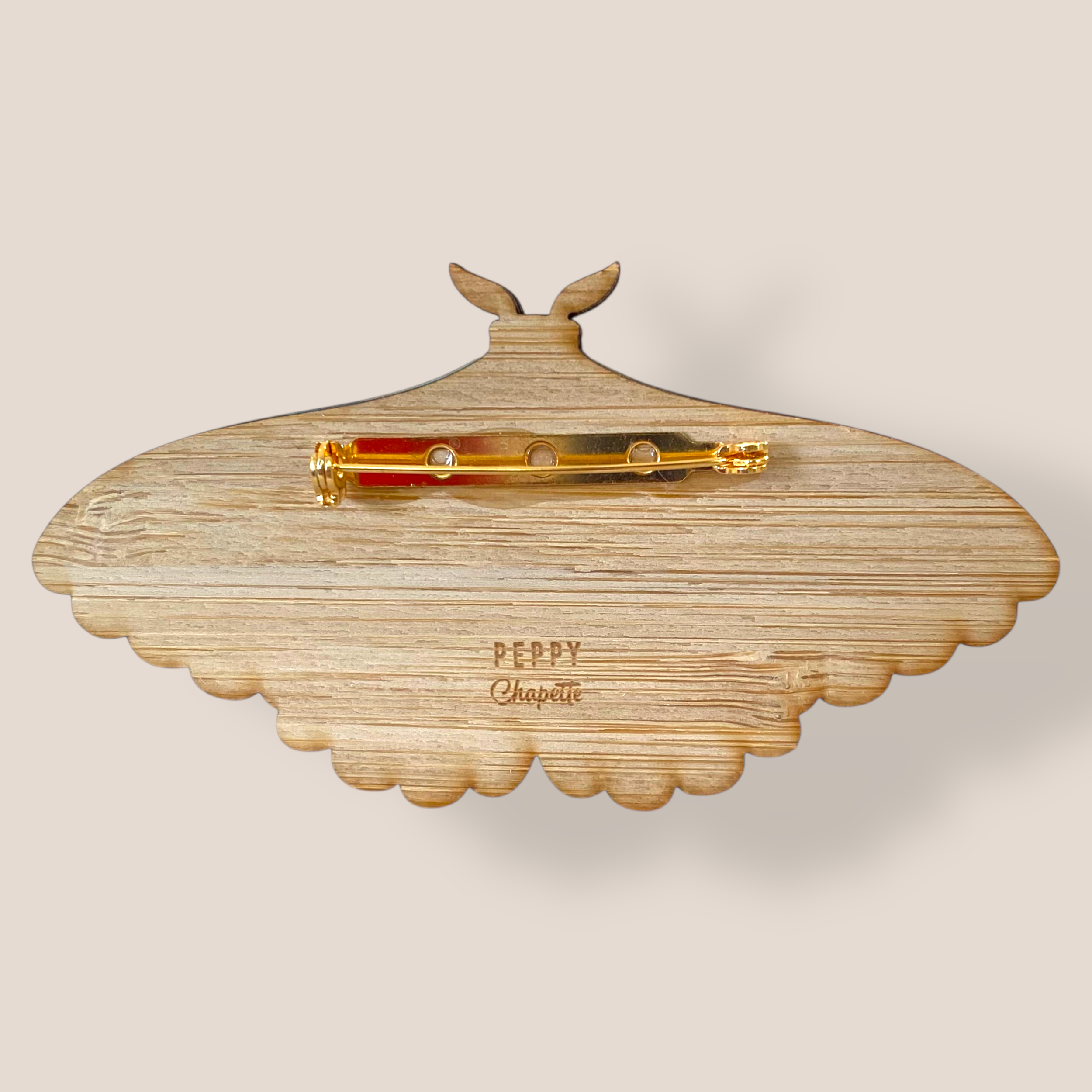 Danilova Jewellery, Peppy Chapette, Emerald Witch Moth (2022) Acrylic Brooch5.png