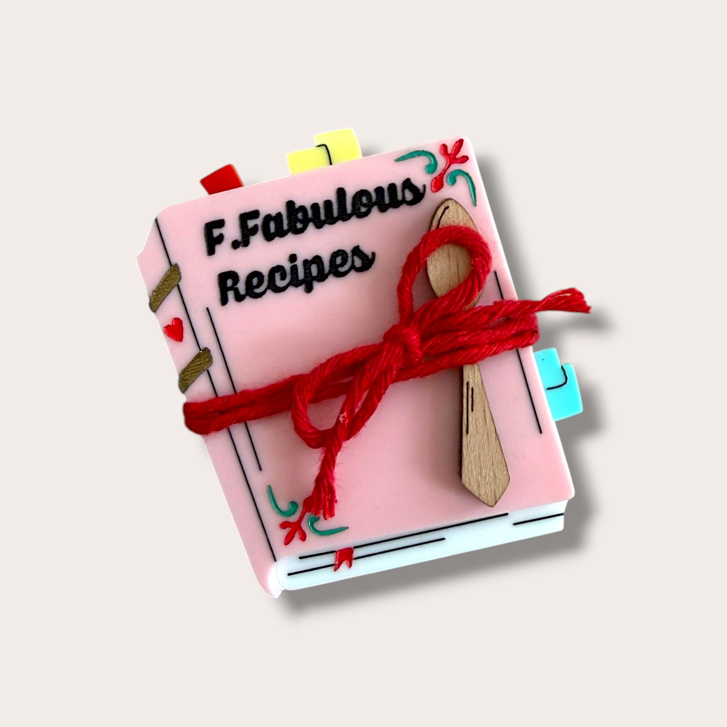 Danilova, La Vidriola, My Very Special Cookbook, Custom, Acrylic Brooch1.PNG