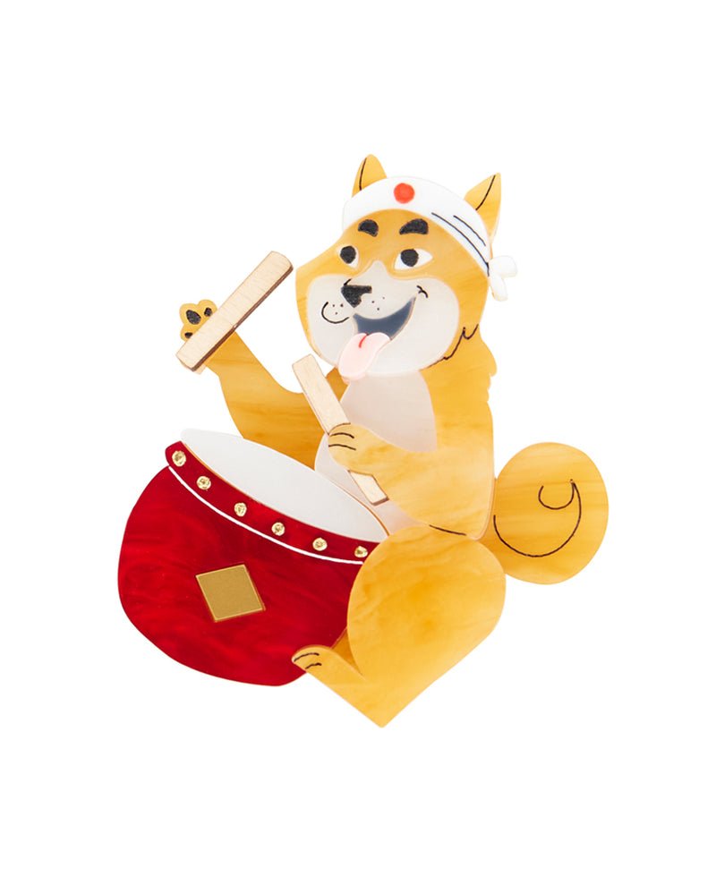 Danilova, La Vidriola, Shiba and Their Taiko Drum, Acrylic Brooch0.jpg