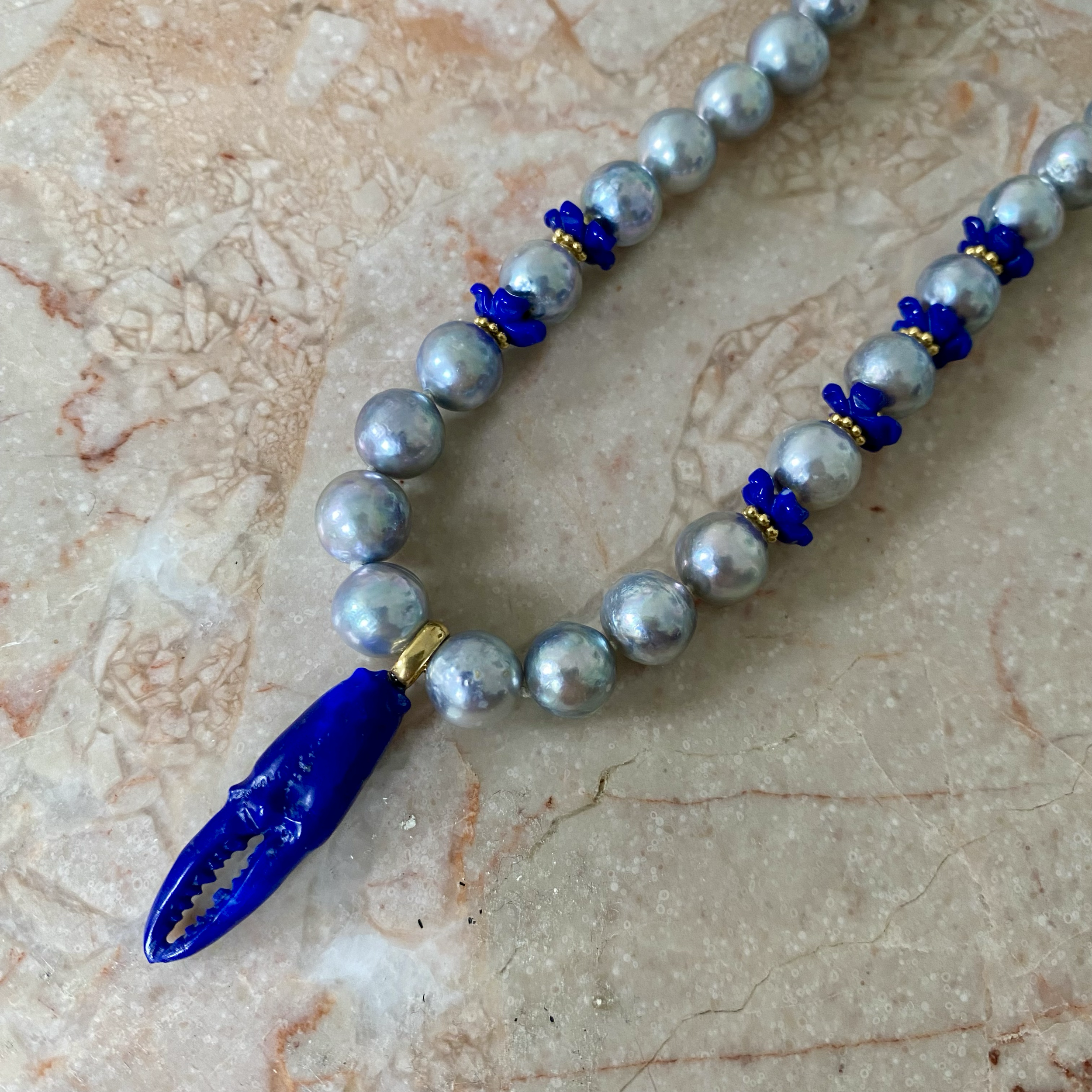 By Danilova, Blue Akoya Pearl & Lazurite Pendant, Necklace5.png