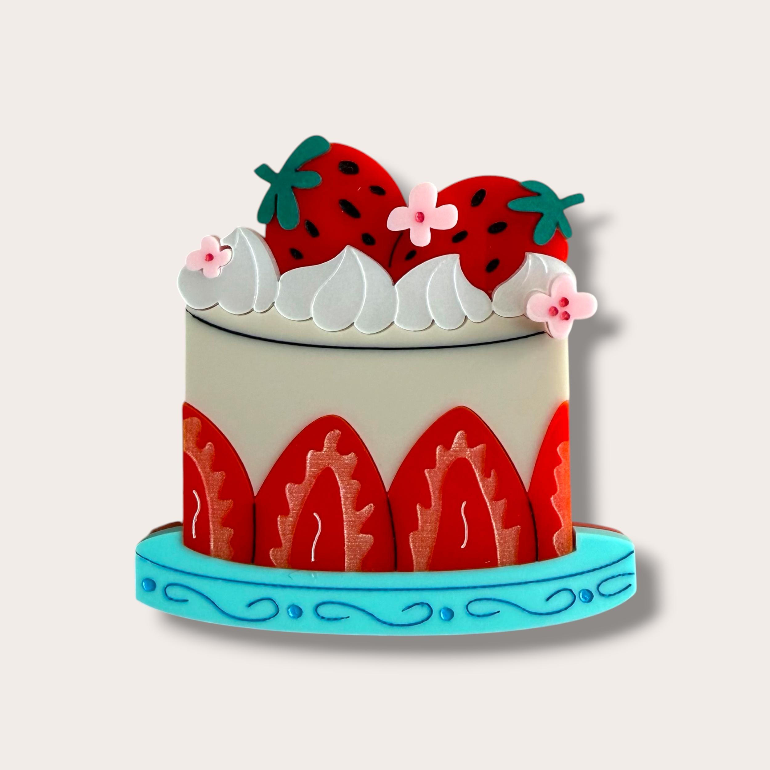 La Vidriola, Mini Japanese Strawberry Shortcake, Acrylic Brooch