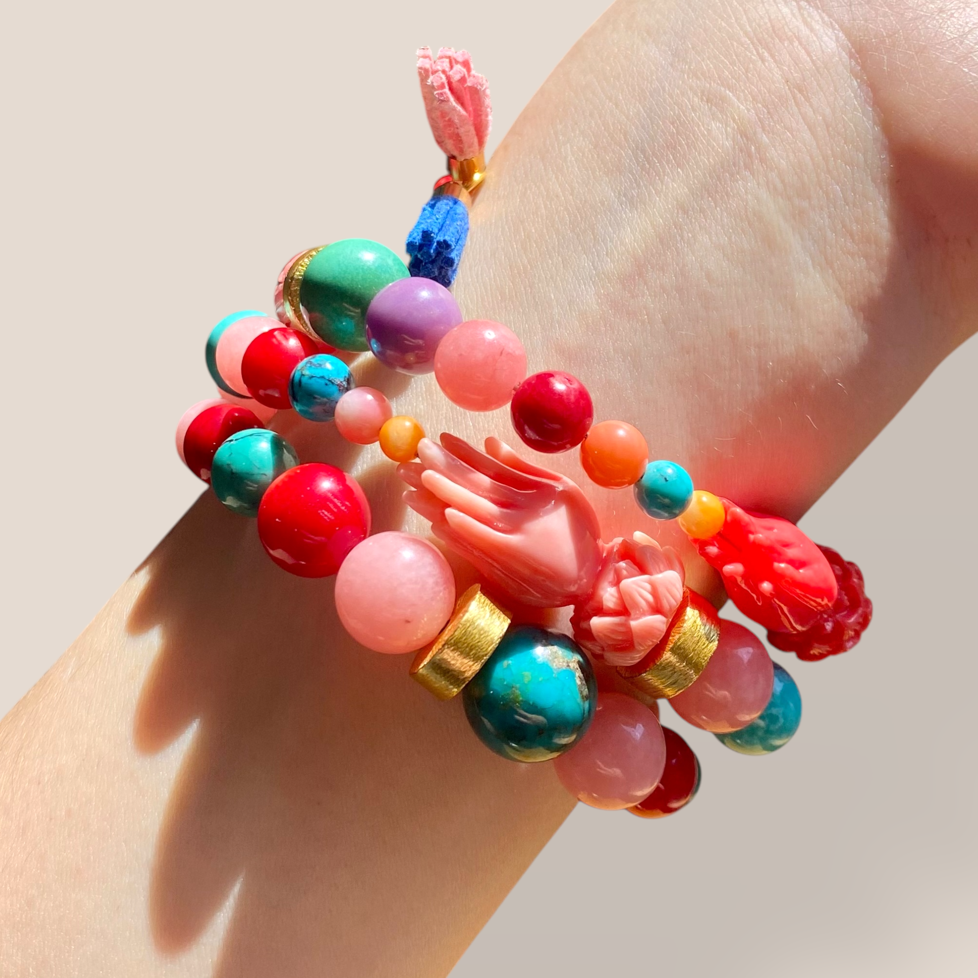 By Danilova, Vintage Multi-Bead, Coil Wrap Spiral Bracelet76.PNG