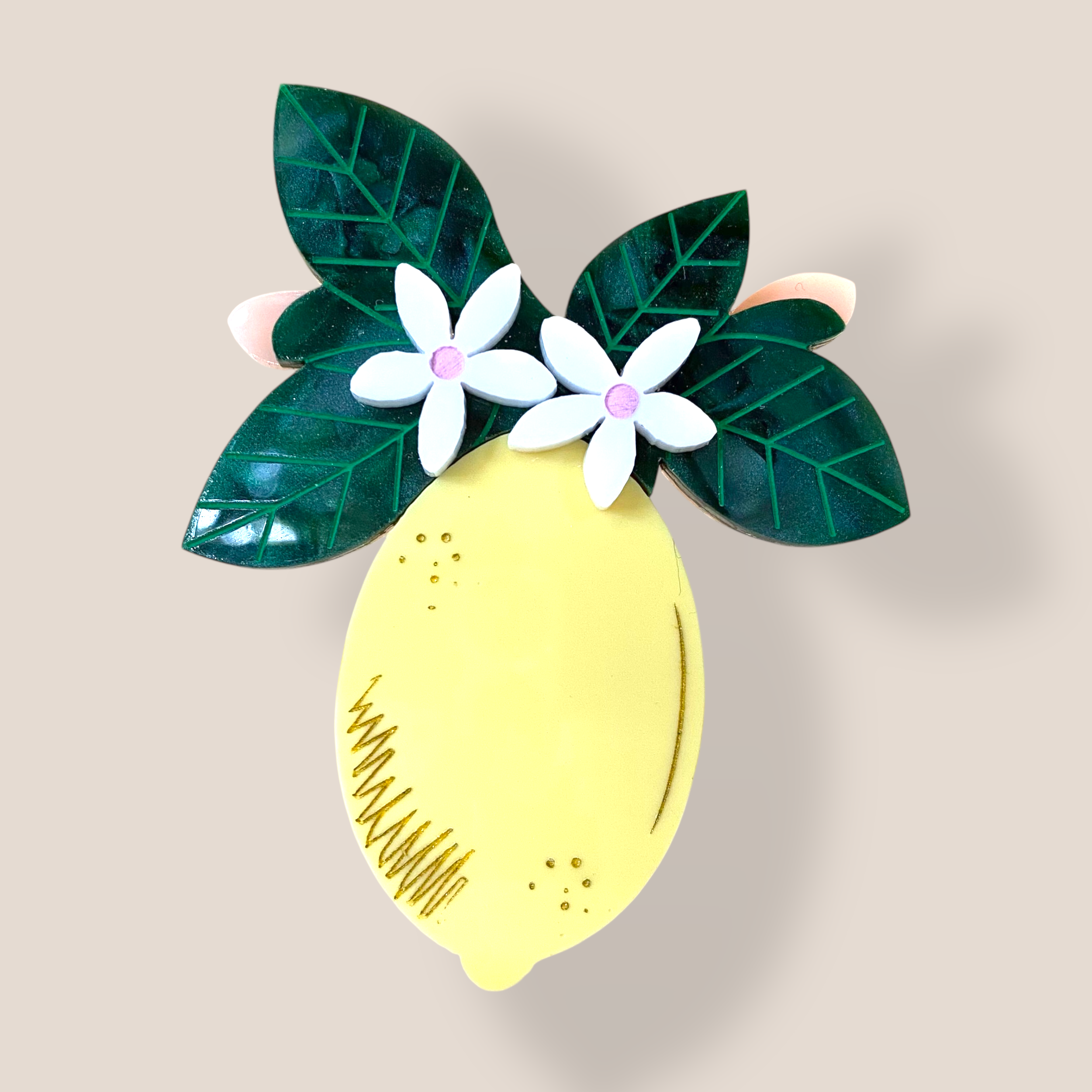 Danilova Jewellery, Peppy Chapette, Lemon Blossom (2019) Acrylic Brooch2.png