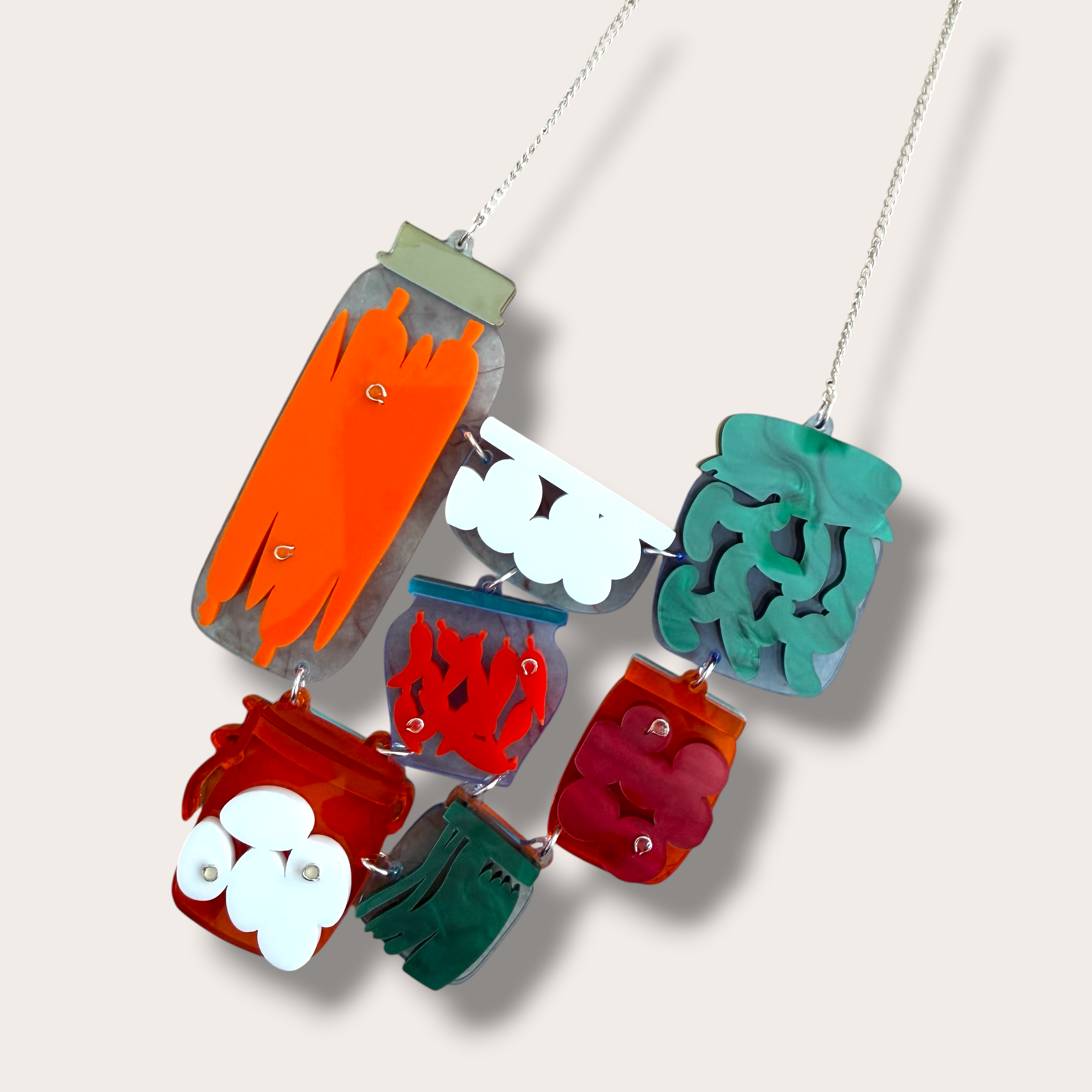 Danilova, La Vidriola, Nana's Vegetable Patch in Jars, Acrylic Necklace9.PNG