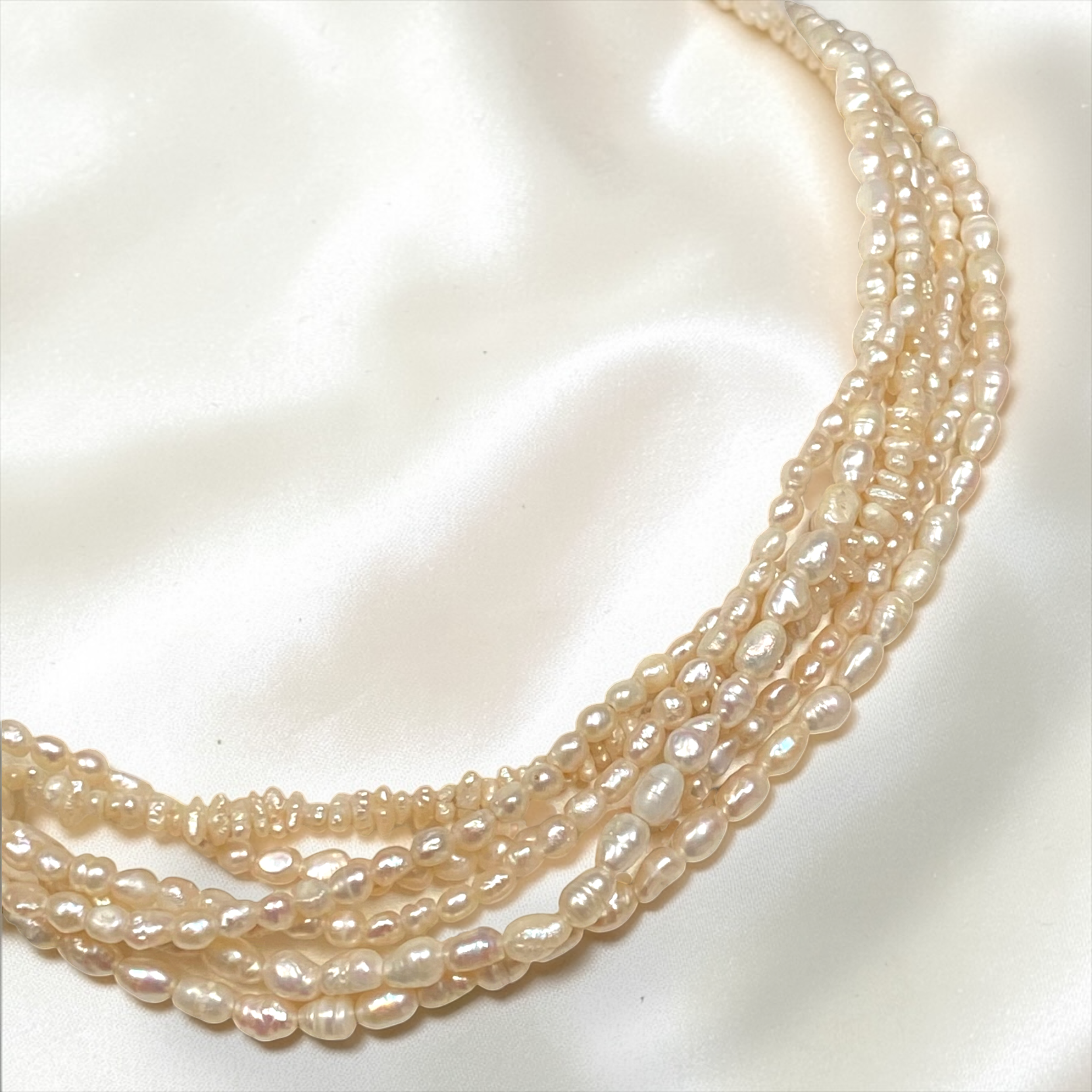 Vintage, 6-Row, Chinese White Pearl & Malachite Clasp, Necklace1.PNG