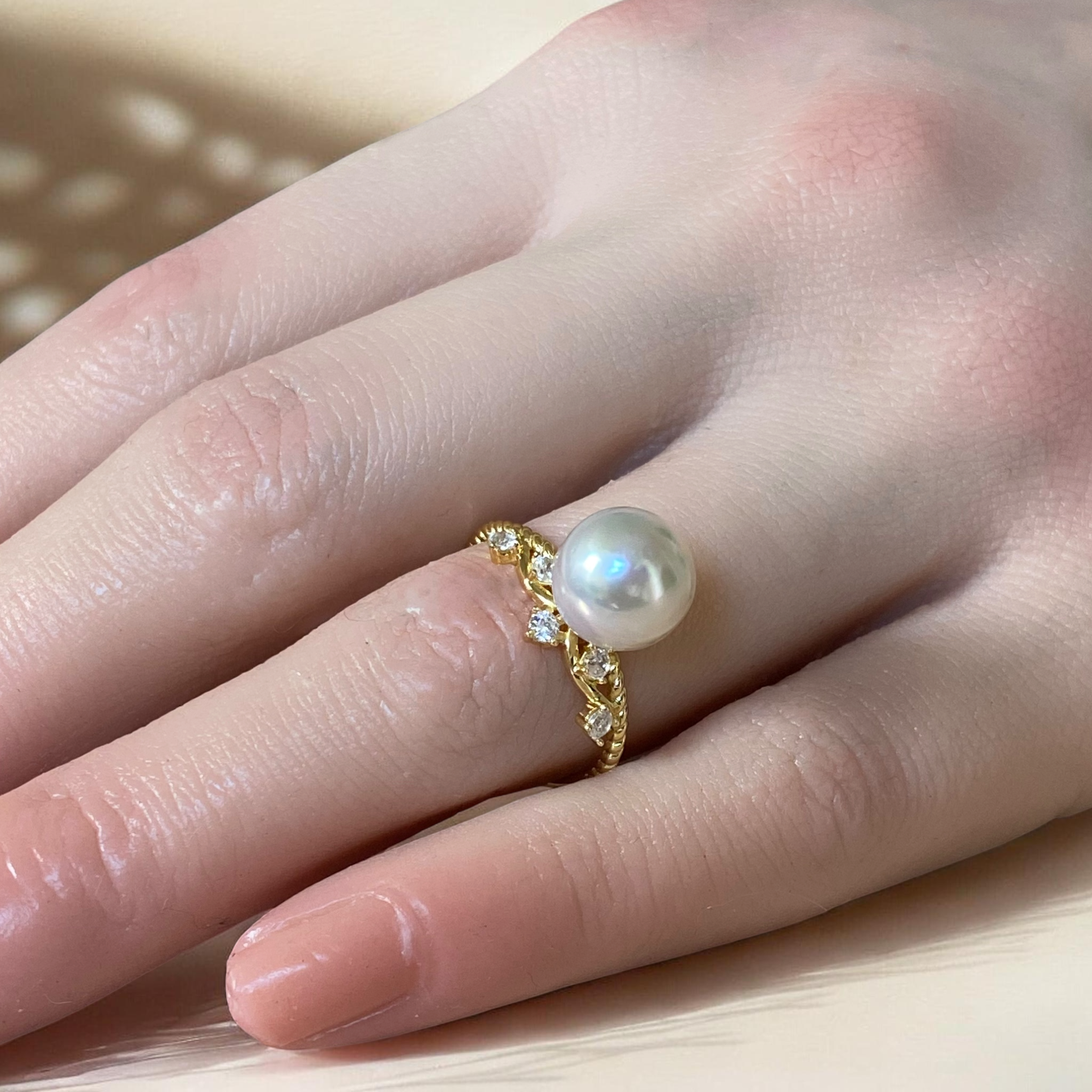South Sea, White Pearl Ring in Gilded Silver Princess Setting14.PNG