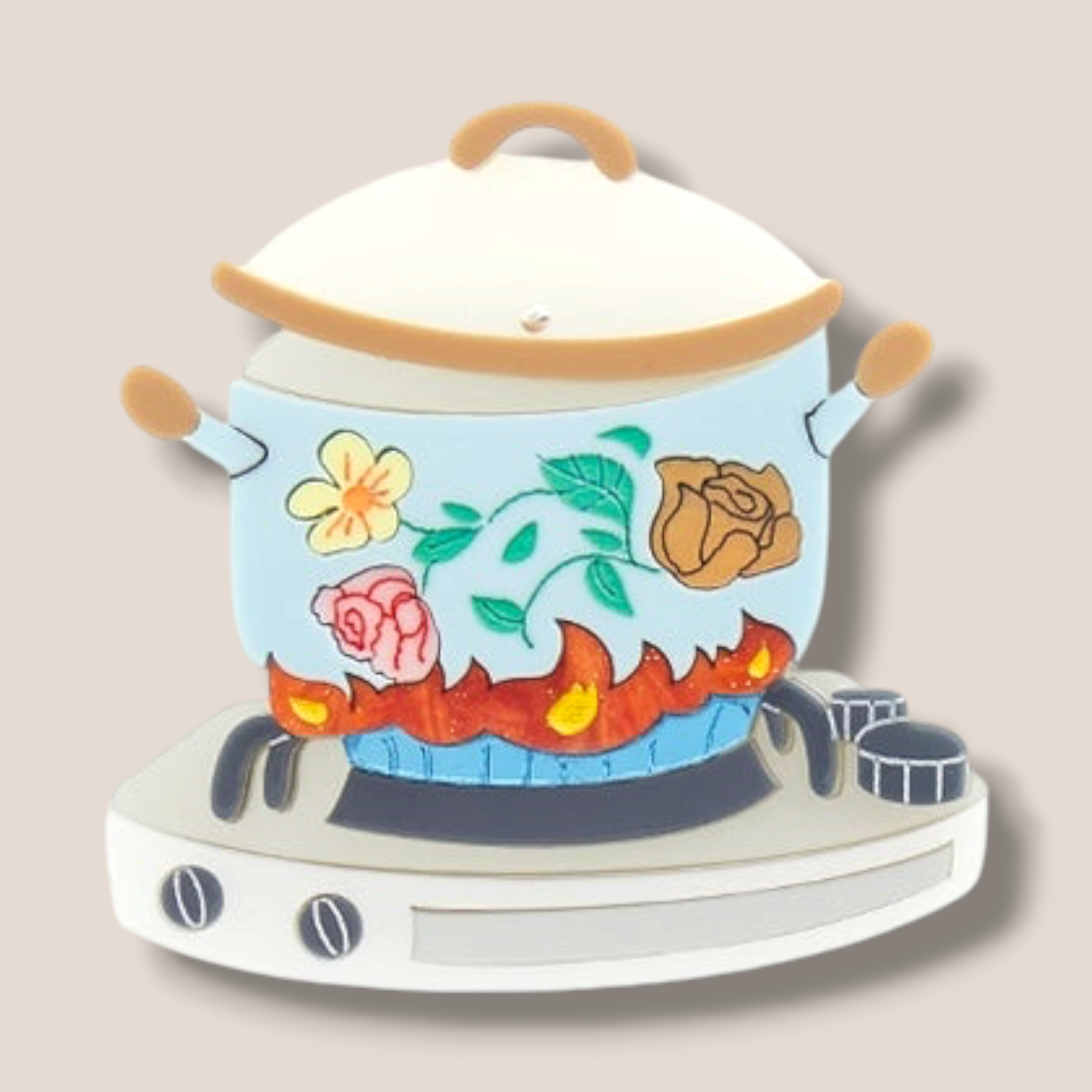 Danilova, La Vidriola, What's Cooking?, Acrylic Brooch2.PNG
