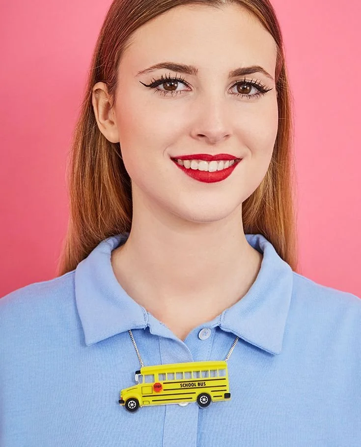 Danilova, La Vidriola, School Bus, Acrylic Necklace0.jpg