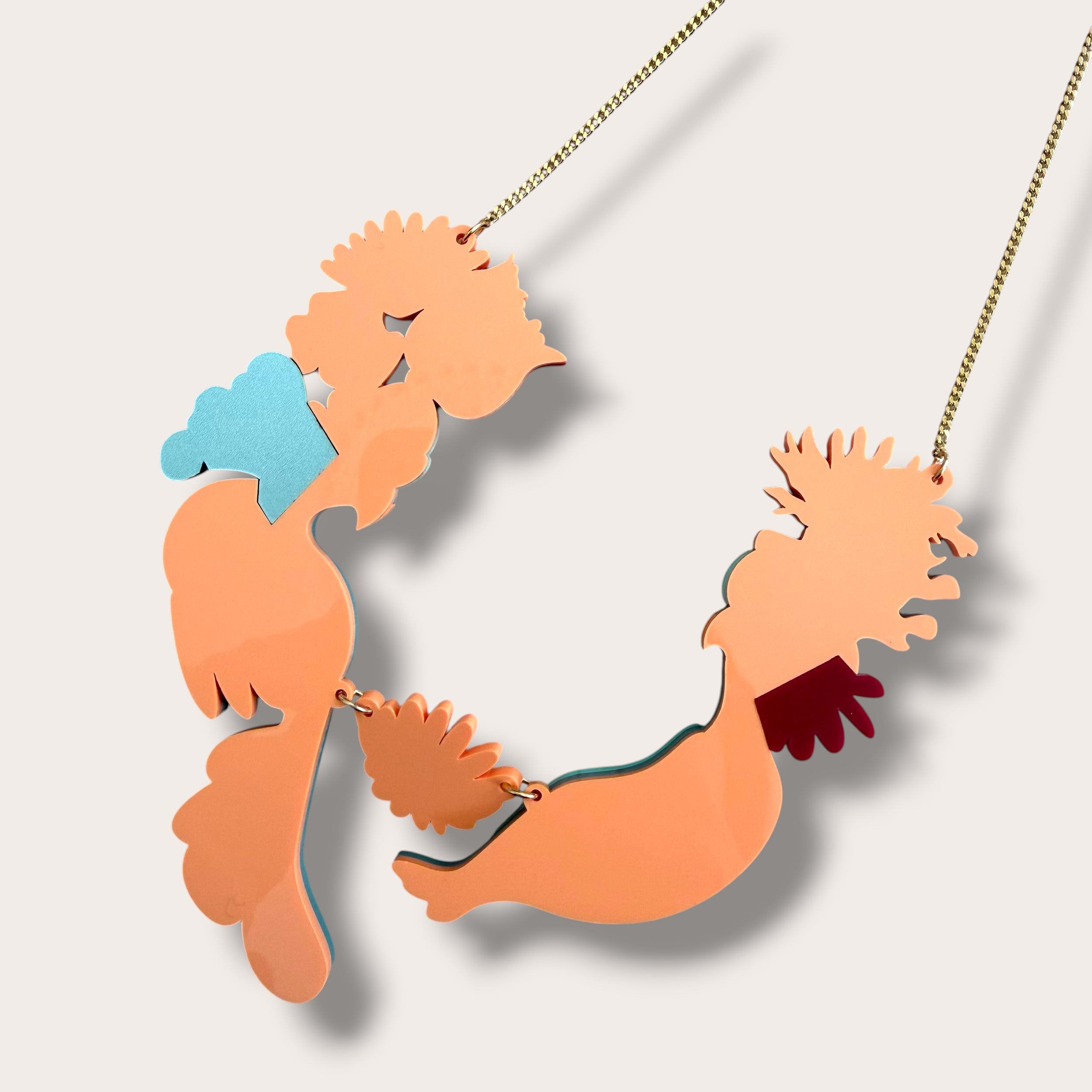 Danilova, La Vidriola, Elegant Peacock, Acrylic Necklace2.PNG