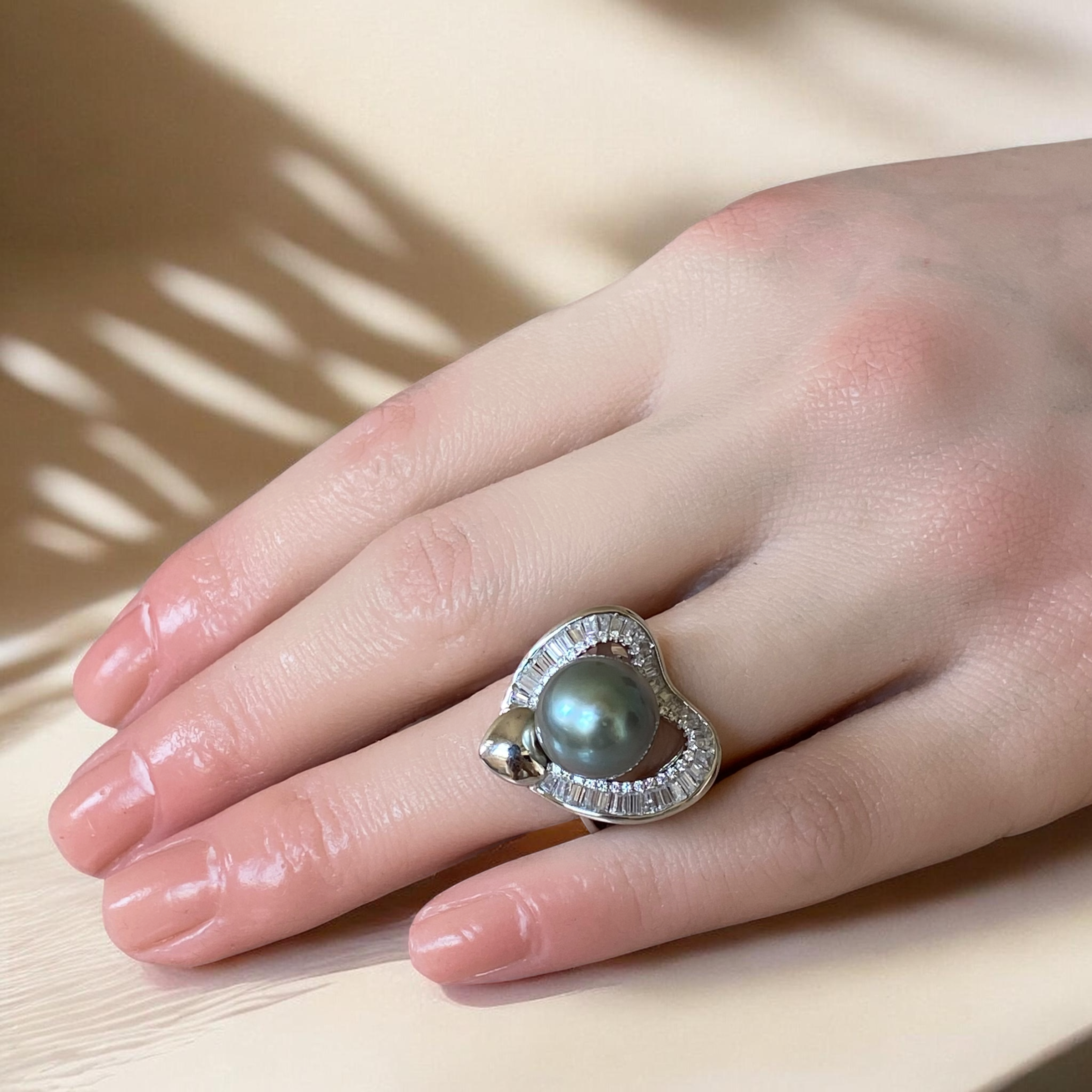 Tahitian, Blue Grey Pearl Ring in Silver Heart Halo Setting6.PNG