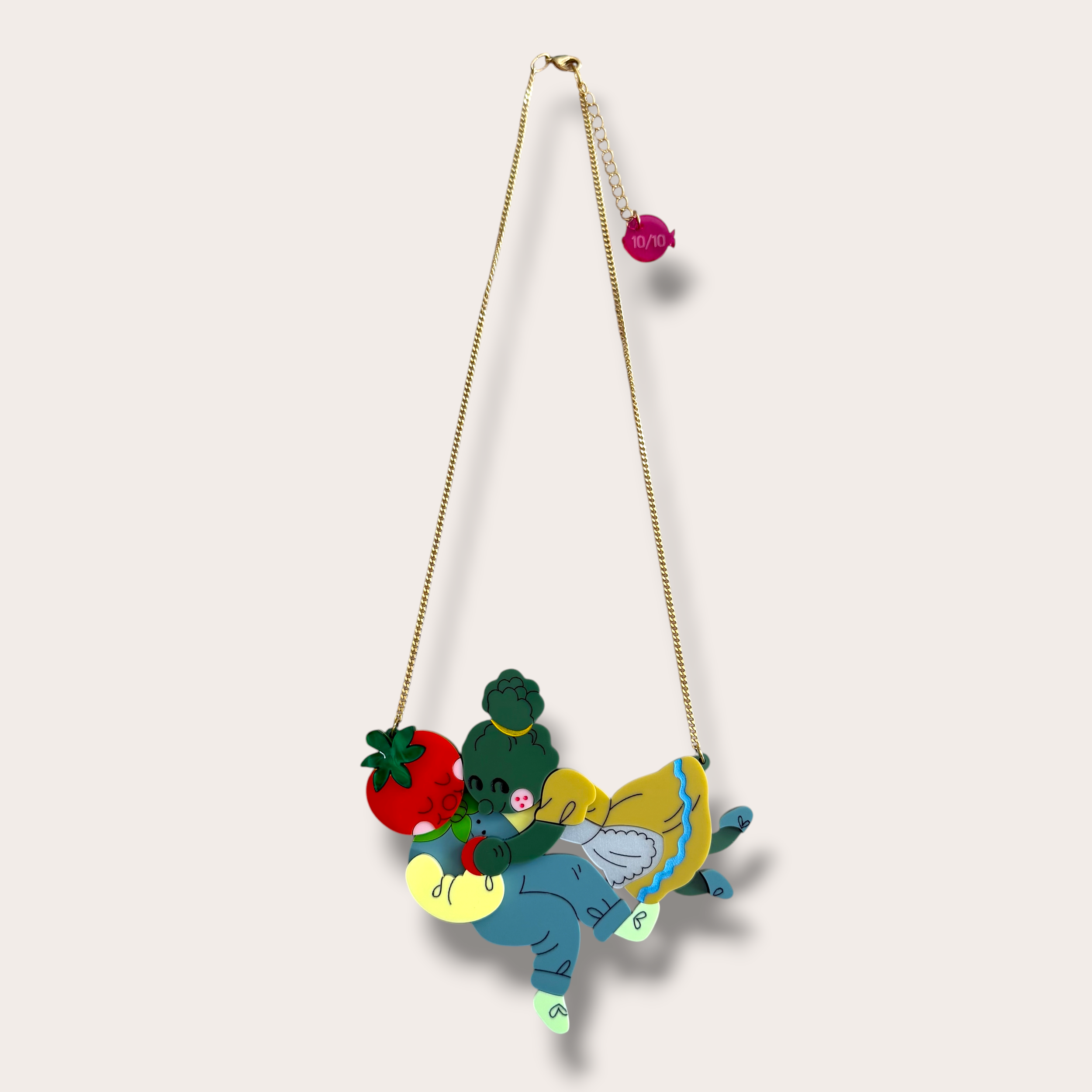 Danilova, La Vidriola, Give Me a Veggie Hug, Acrylic Necklace1.PNG