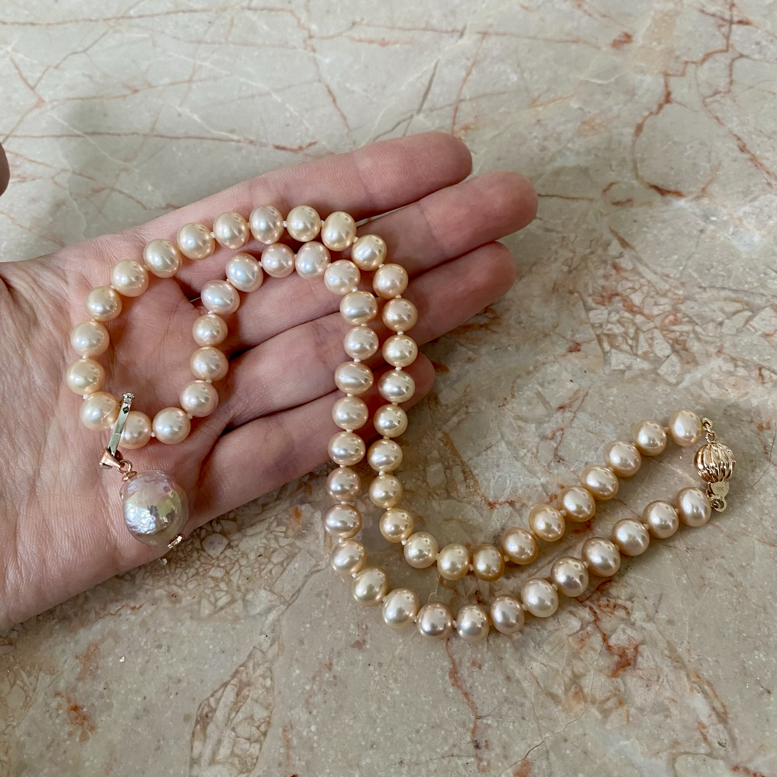 By Danilova, Baby Pink Pearl & Large Kasumi Pearl Pendant, Necklace12.png