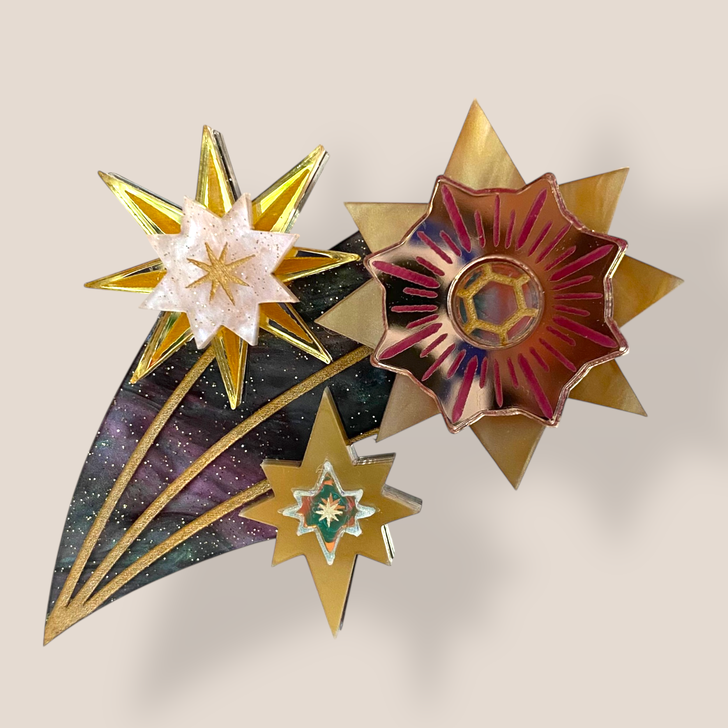 Peppy Chapette, Shooting for the Stars (2023), Acrylic Brooch