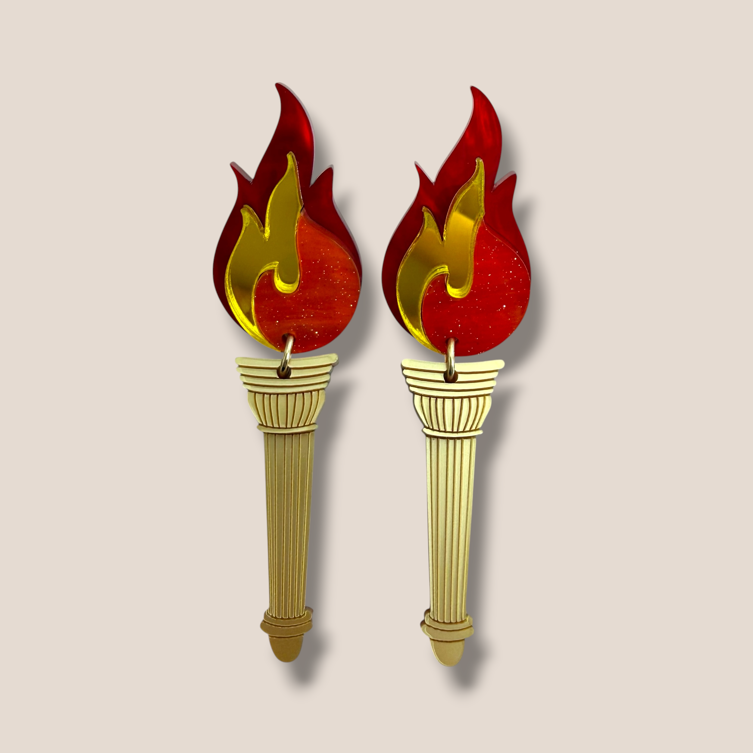 La Vidriola, The Olympic Flame, Acrylic Earrings