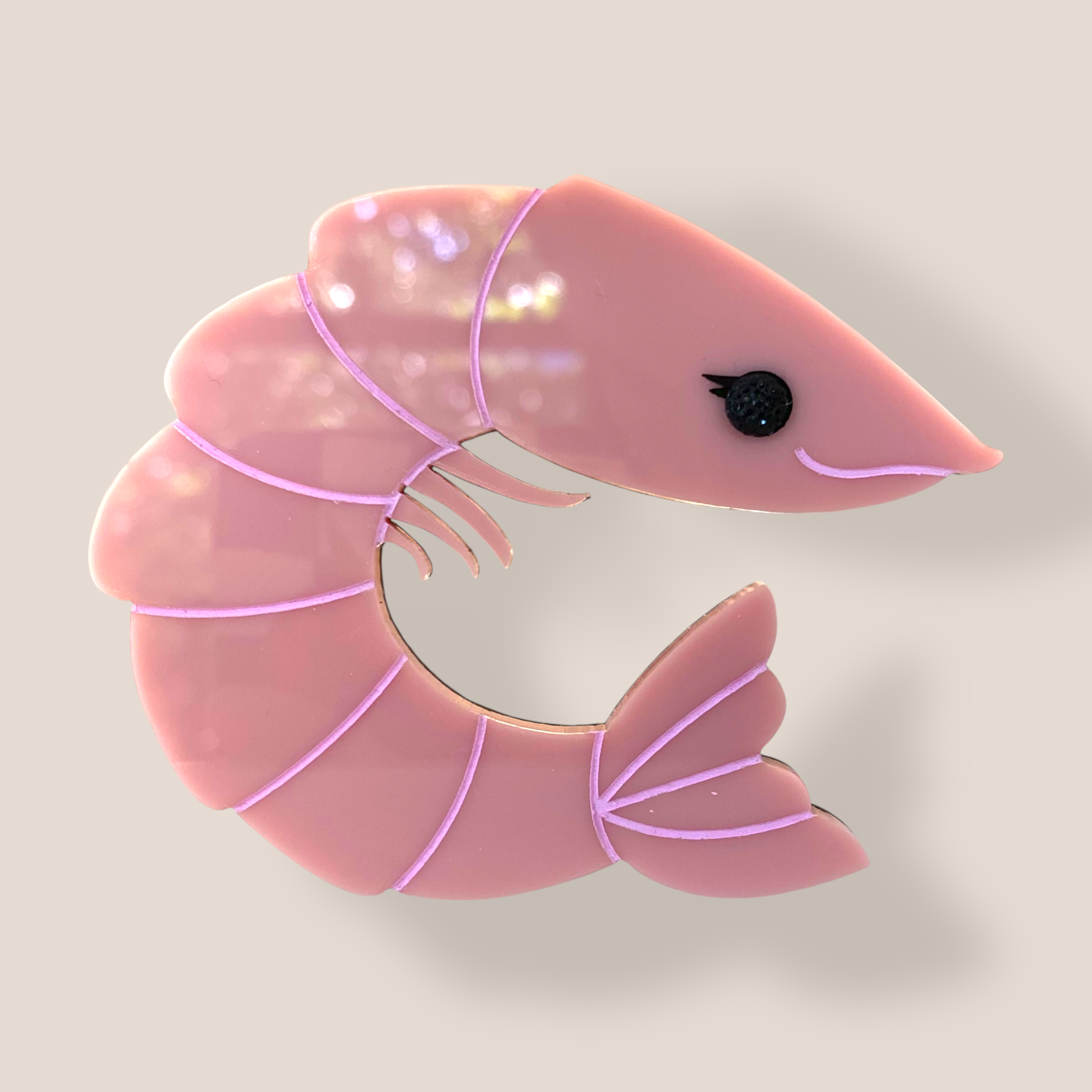 Peppy Chapette, Perky Prawn Pam (2021), Acrylic Brooch