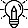 pencil in a lightbulb icon