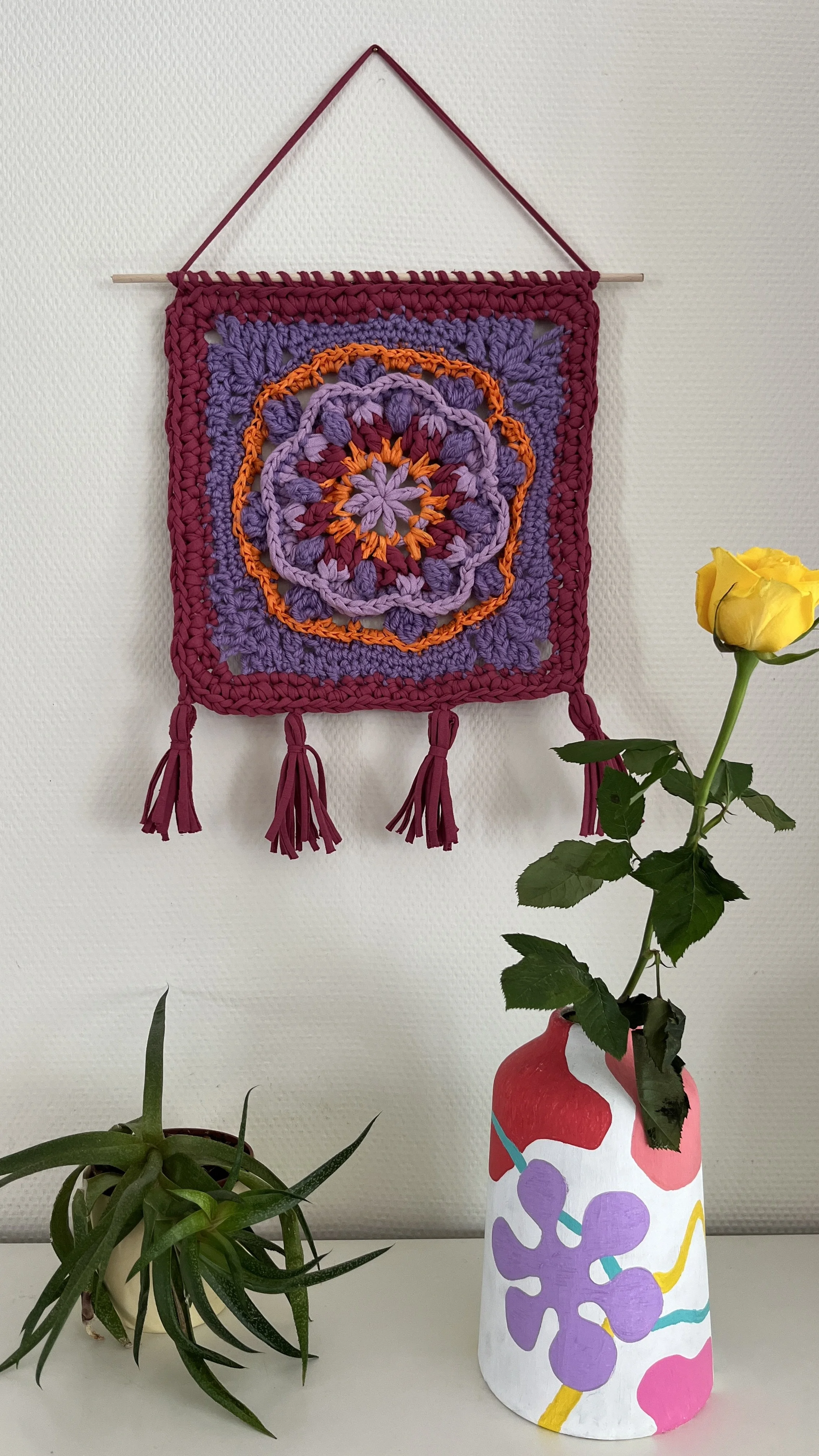 handmade crocheted hanging wall decoration