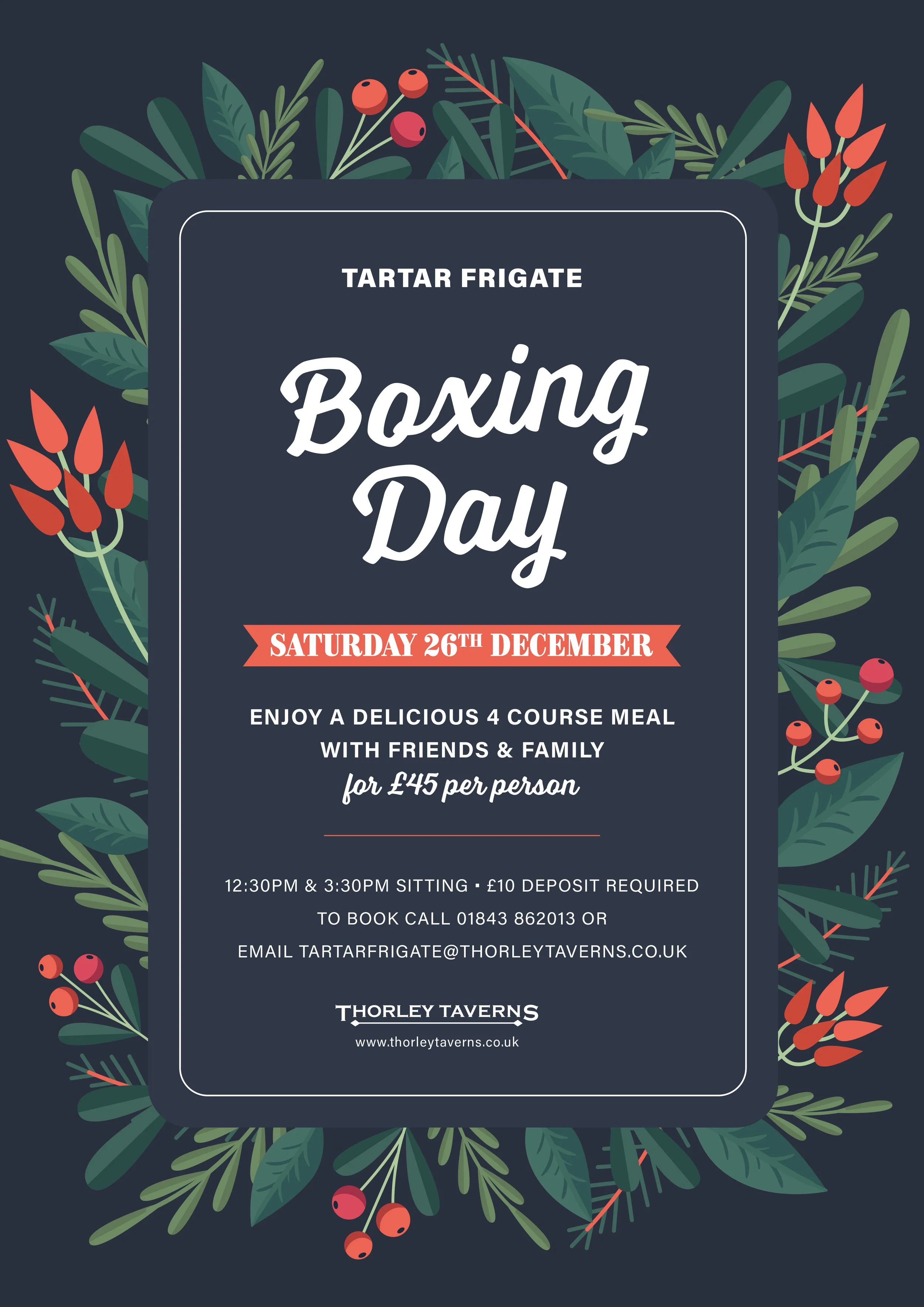 Boxing Day Lunch 12:30pm Sitting