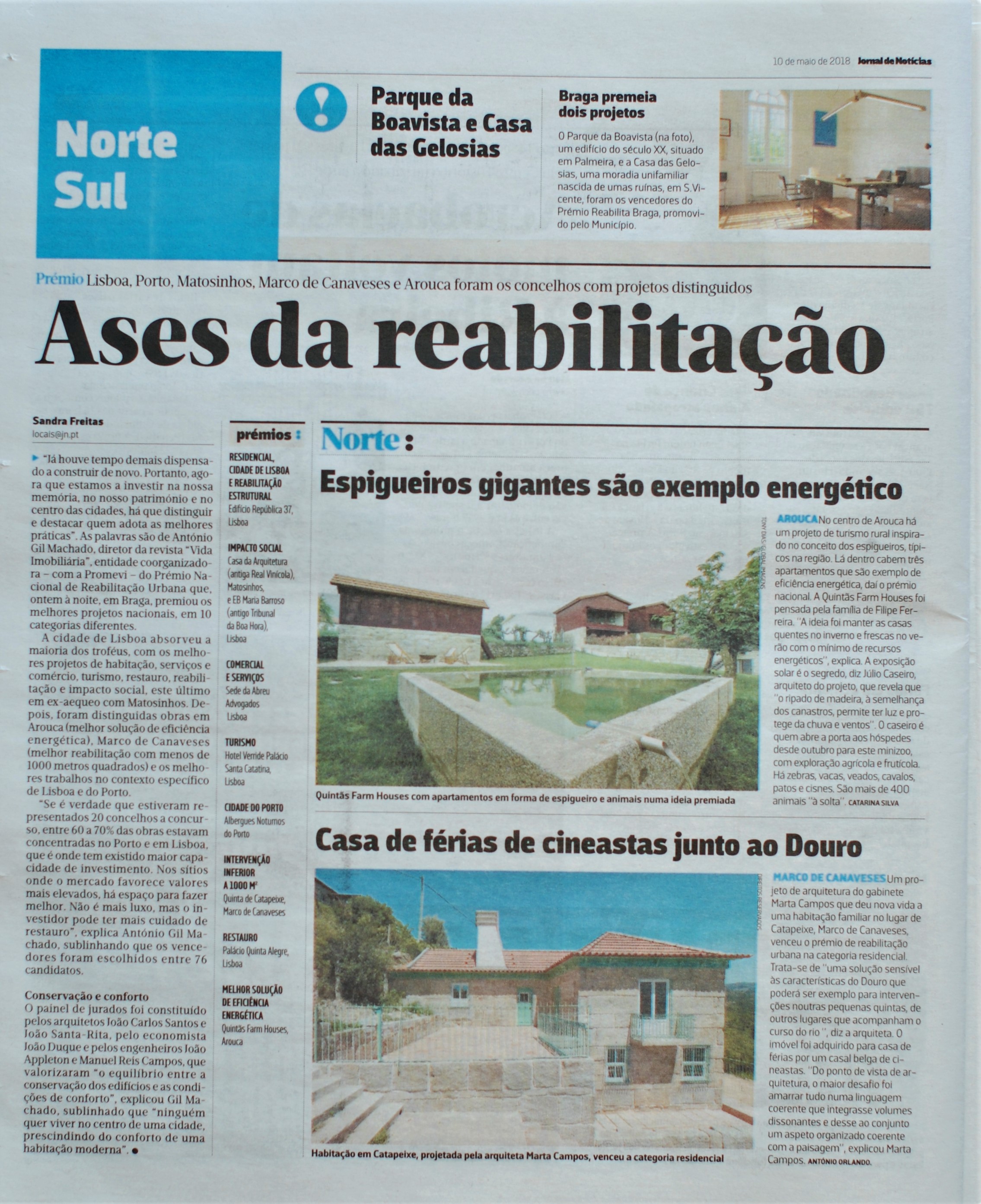 JORNAL DE NOTÍCIAS - PRÉMIO DE REABILITAÇÃO URBANA 2018