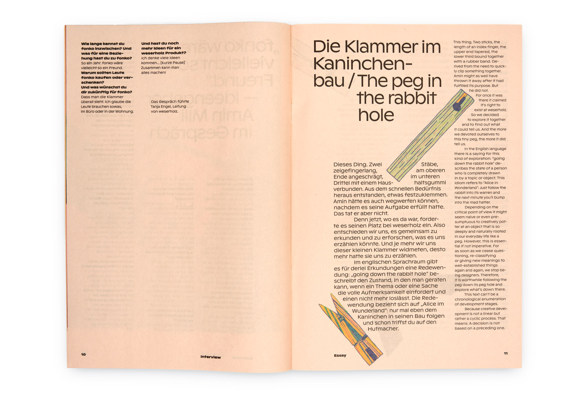 Reproduktion: Doppelseite aus »Bulletin No. 2« von weserholz – Klammerillustrationen 