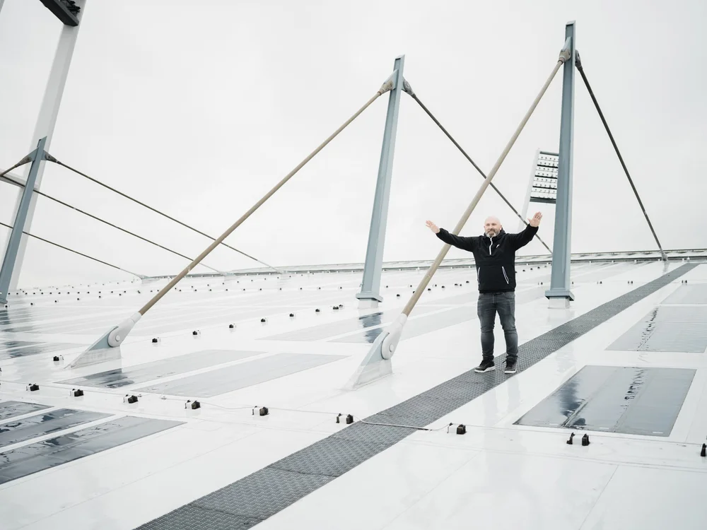  Nico »Backspin« Hüls auf dem Dach des Weserstadions, Foto: Caspar Sessler 