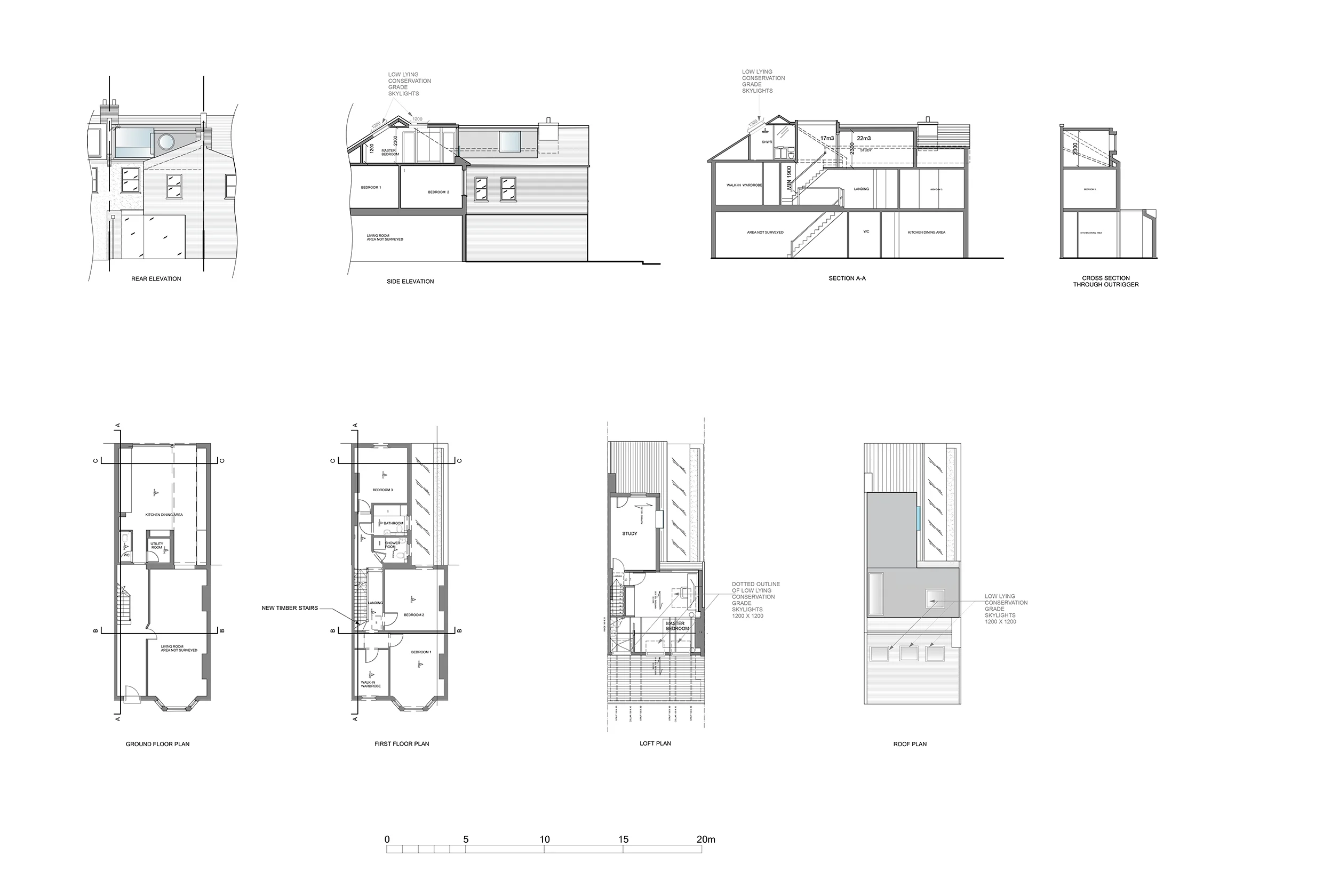 Proposed plans showing sliding glass panel and Juliette balcony