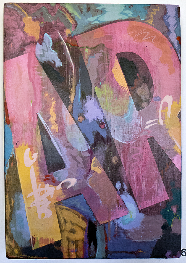 AR, acrylic on panel, 2010. Collection A. Russel