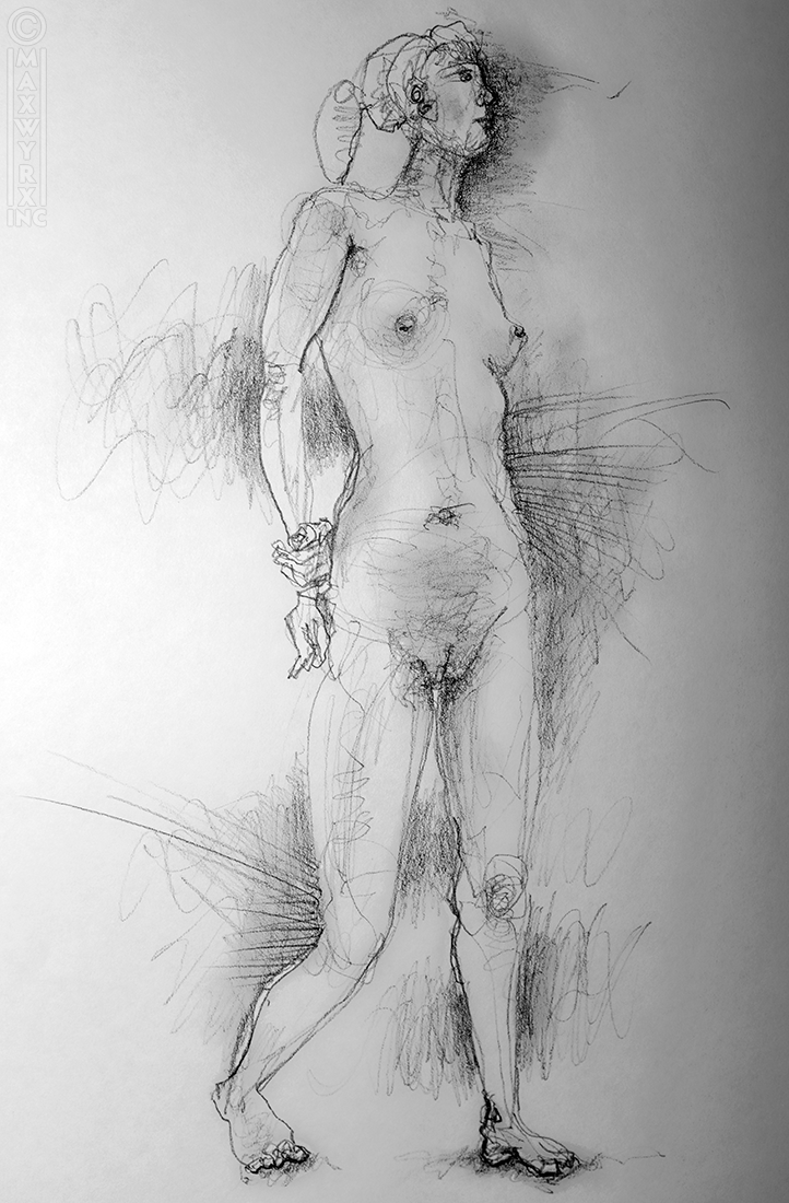 Jennifer, graphite on bond