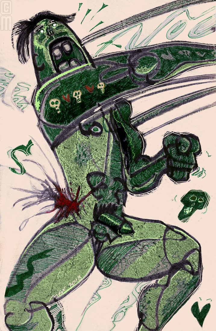 Green Man, '82 marker & tech pen, remixed 2018