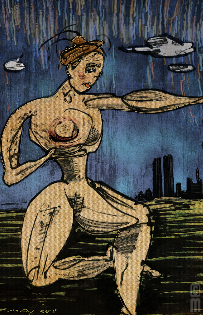 Lust, '83, marker on bond, remixed '18
