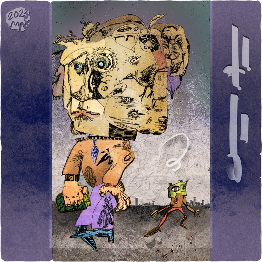 Two Figures (1981 drawing remixed), 2023