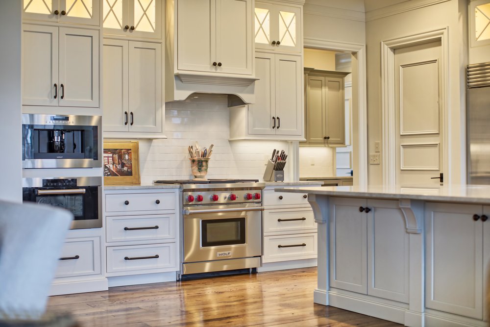 Kitchen Cabinets finished in Sherwin-Williams Nacre 