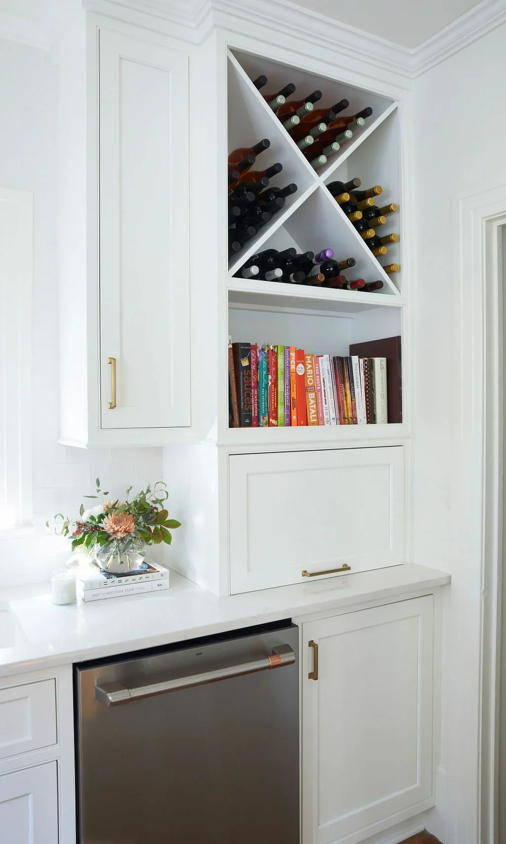 White Cabinets with Brass Hardware