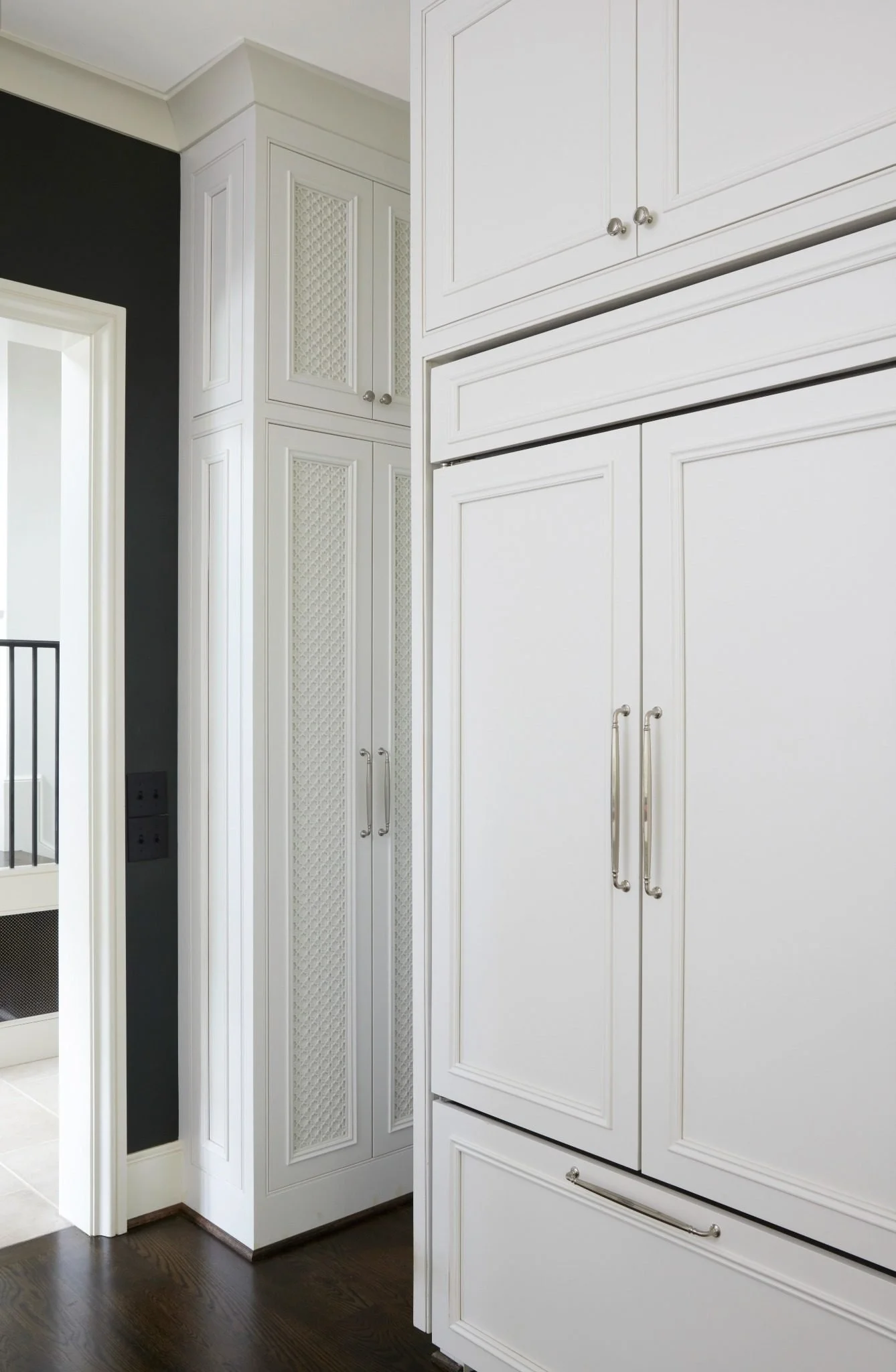 Layered Cabinet Door Styles for a Concealed Refrigerator &amp; Pantry
