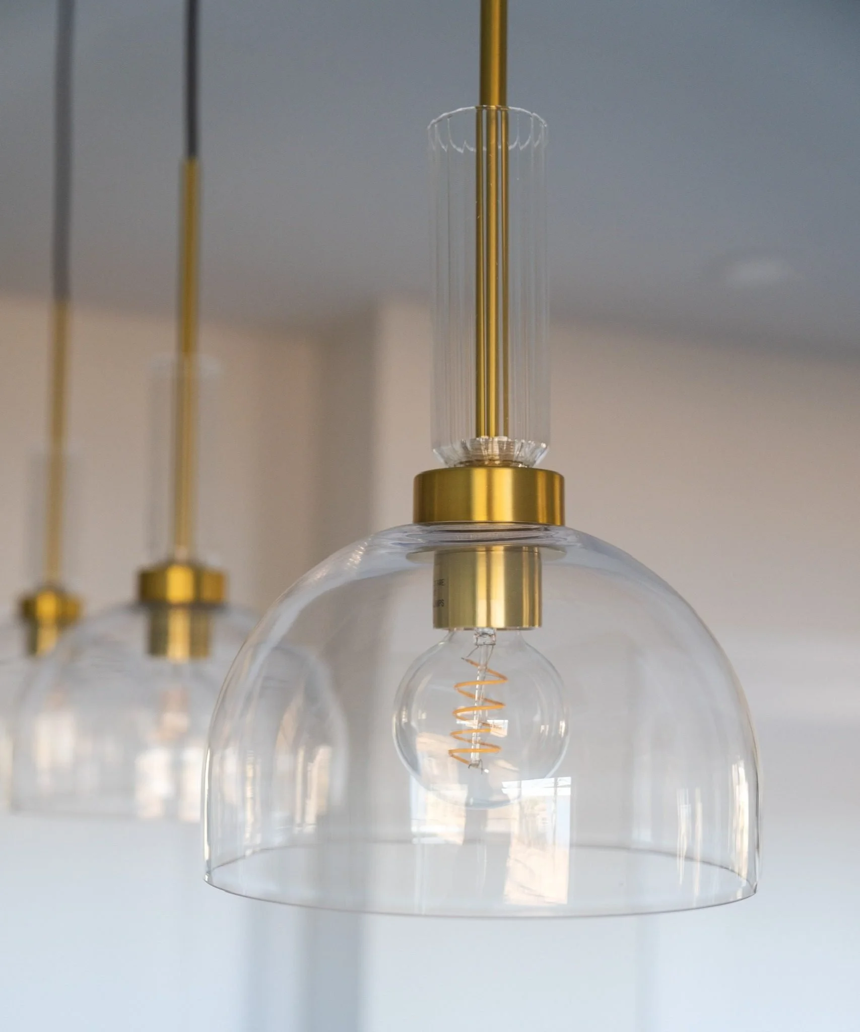 Brushed Gold Glass Globe Pendant Lights