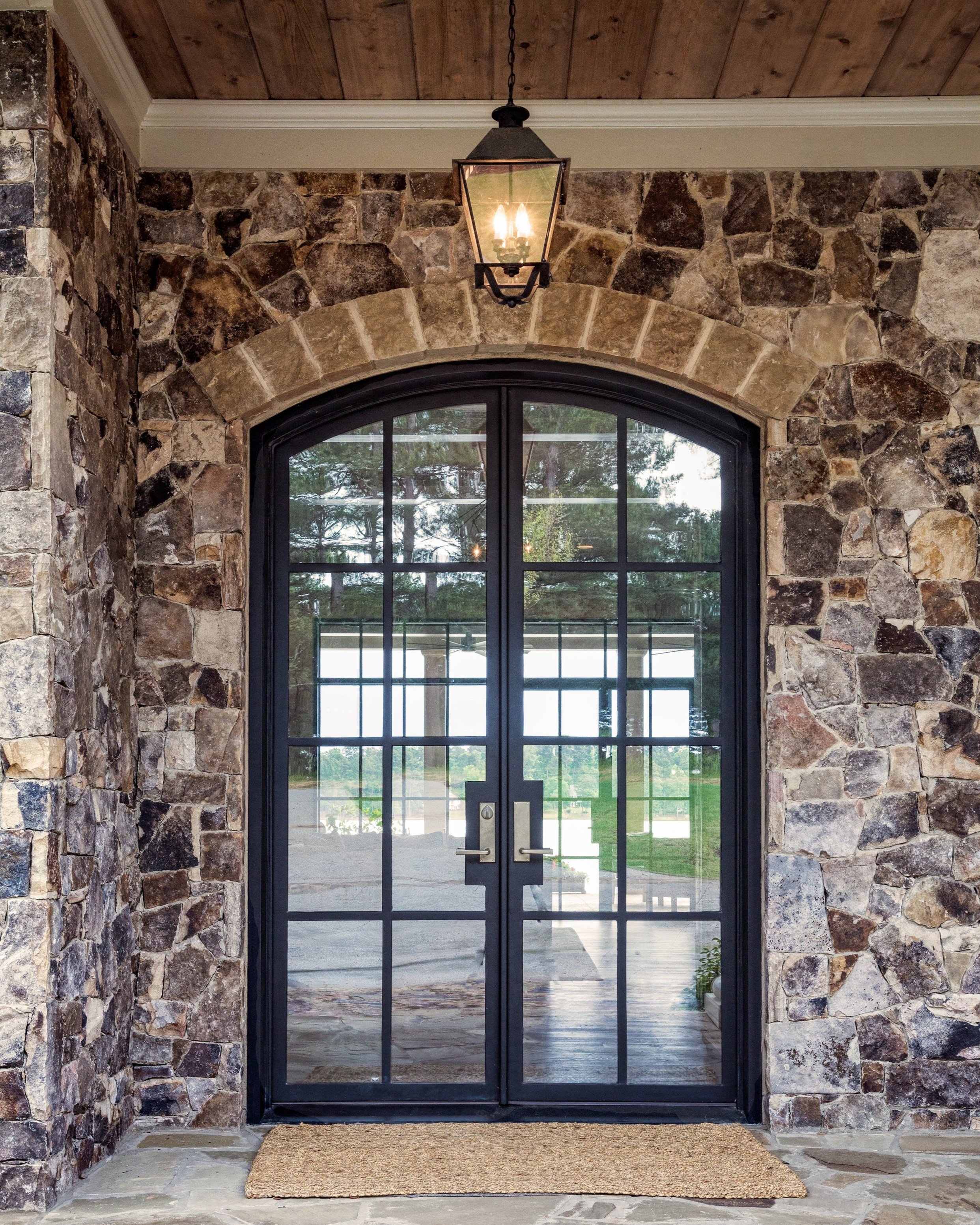 French Steel Door on a stone home in Tuscaloosa, Alabama