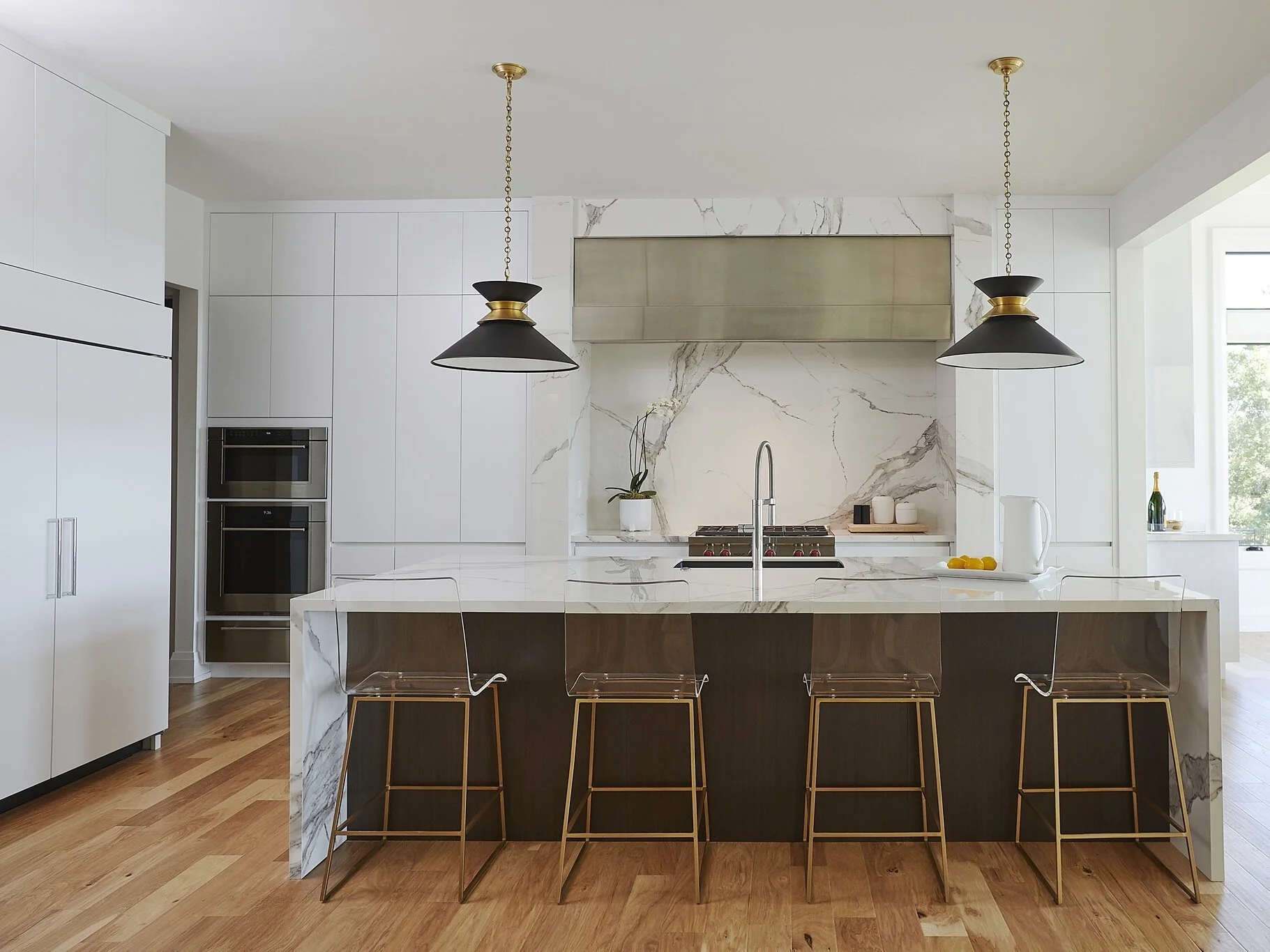 Modern Custom Kitchen with Waterfall Island
