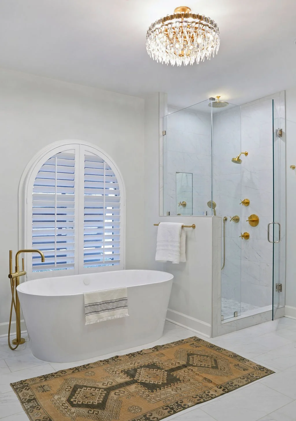 Luxury Bathroom with Freestanding Tub and Glass Shower