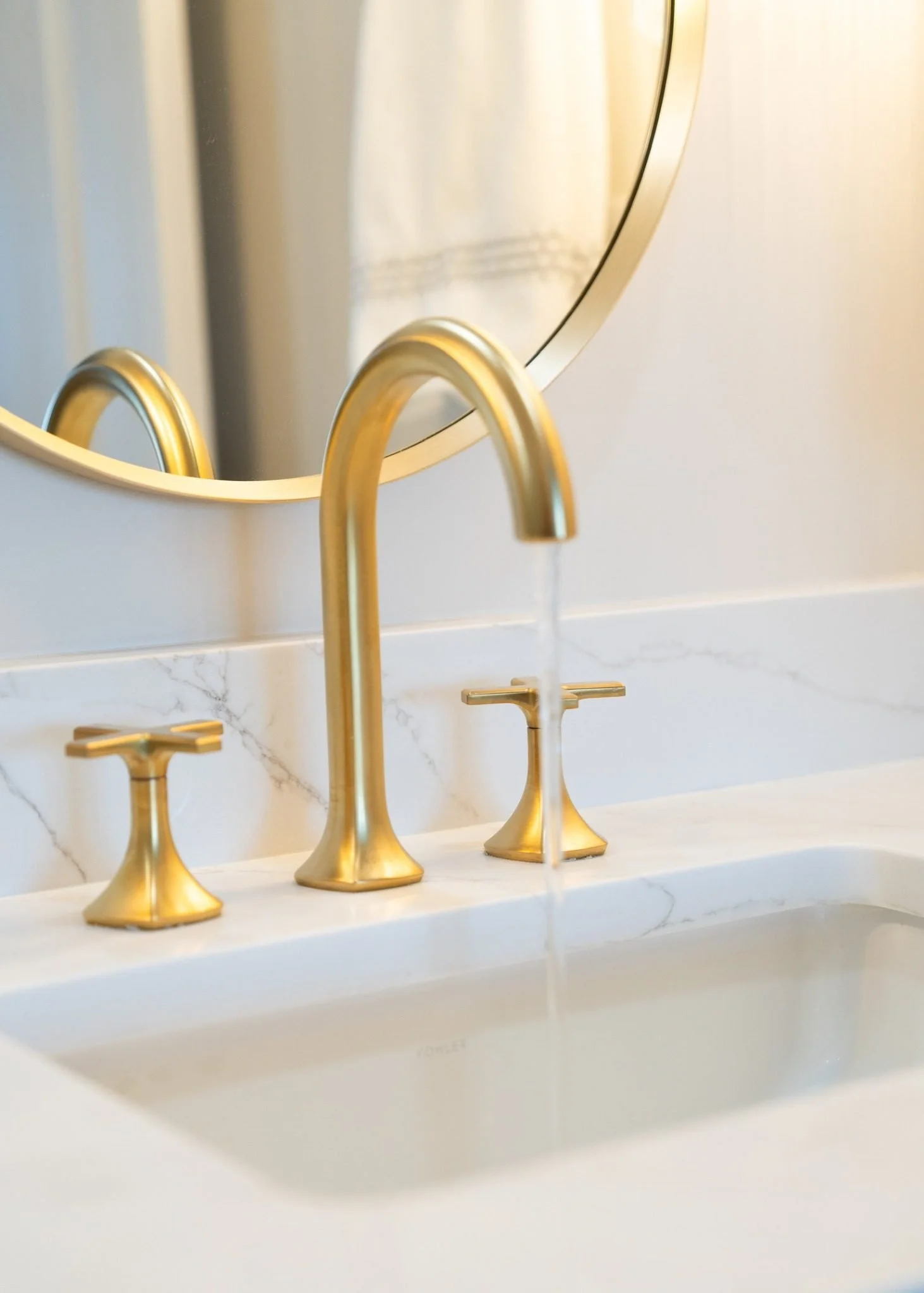 Occasion Double Handle Brushed Gold Bathroom Faucet