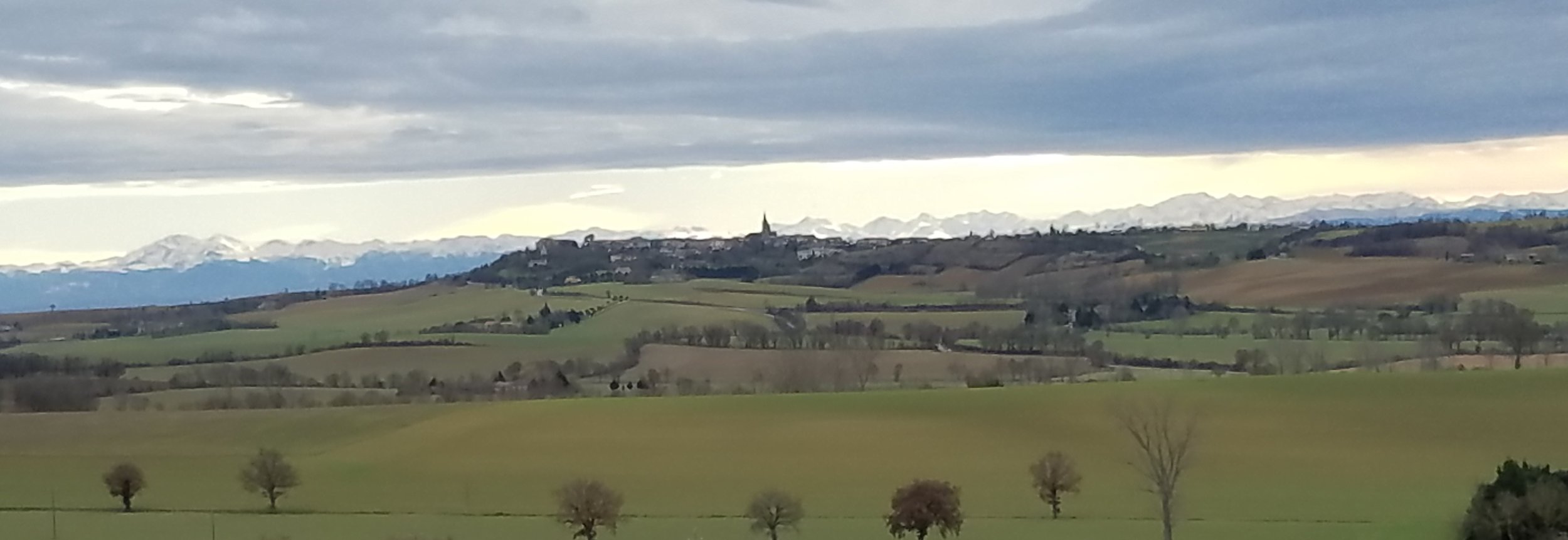 Panorama from our balcony January 1st 2018 Snow capped Pyrenees
