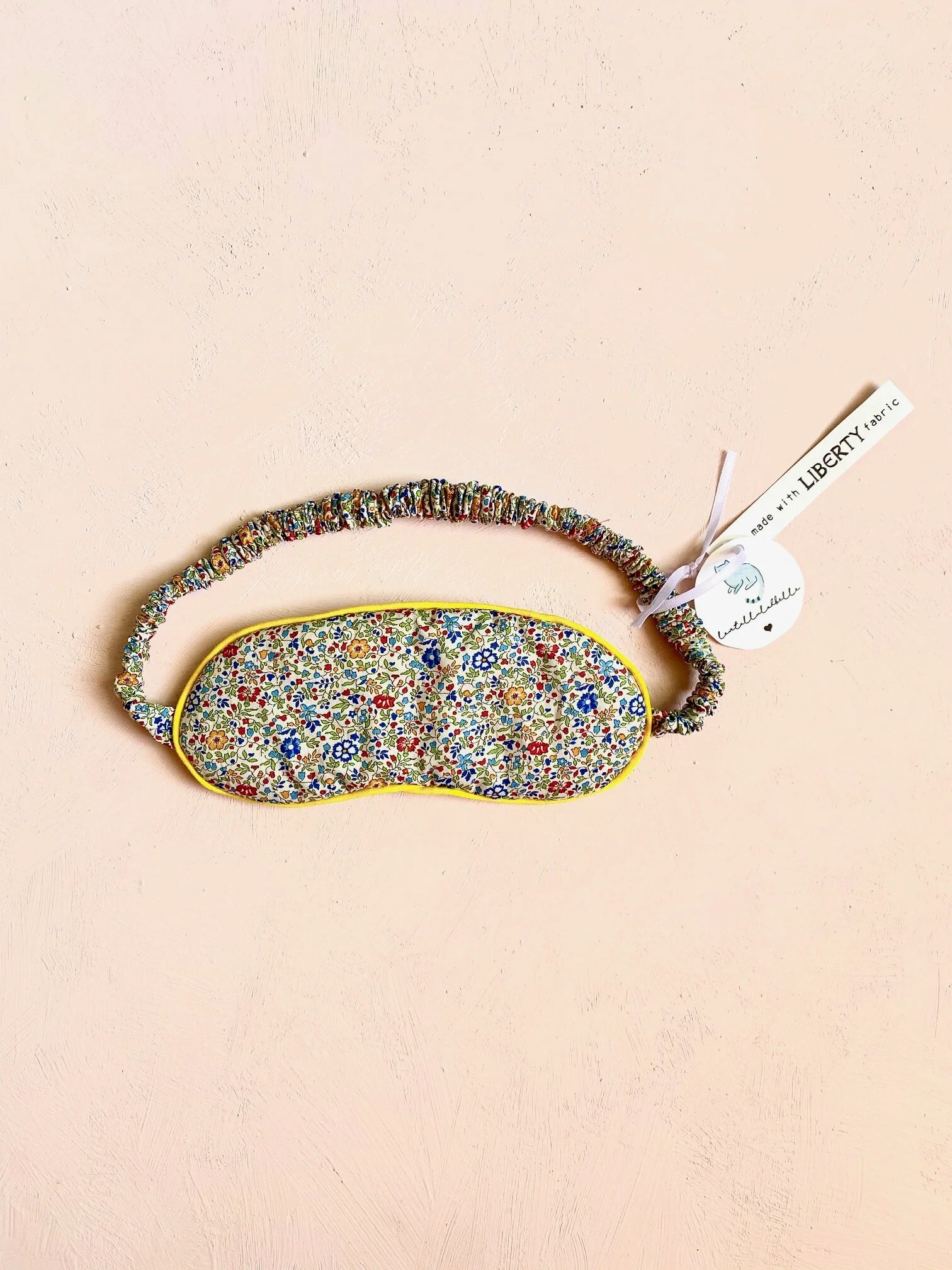 YELLOW DITSY LIBERTY PRINT SLEEP MASK