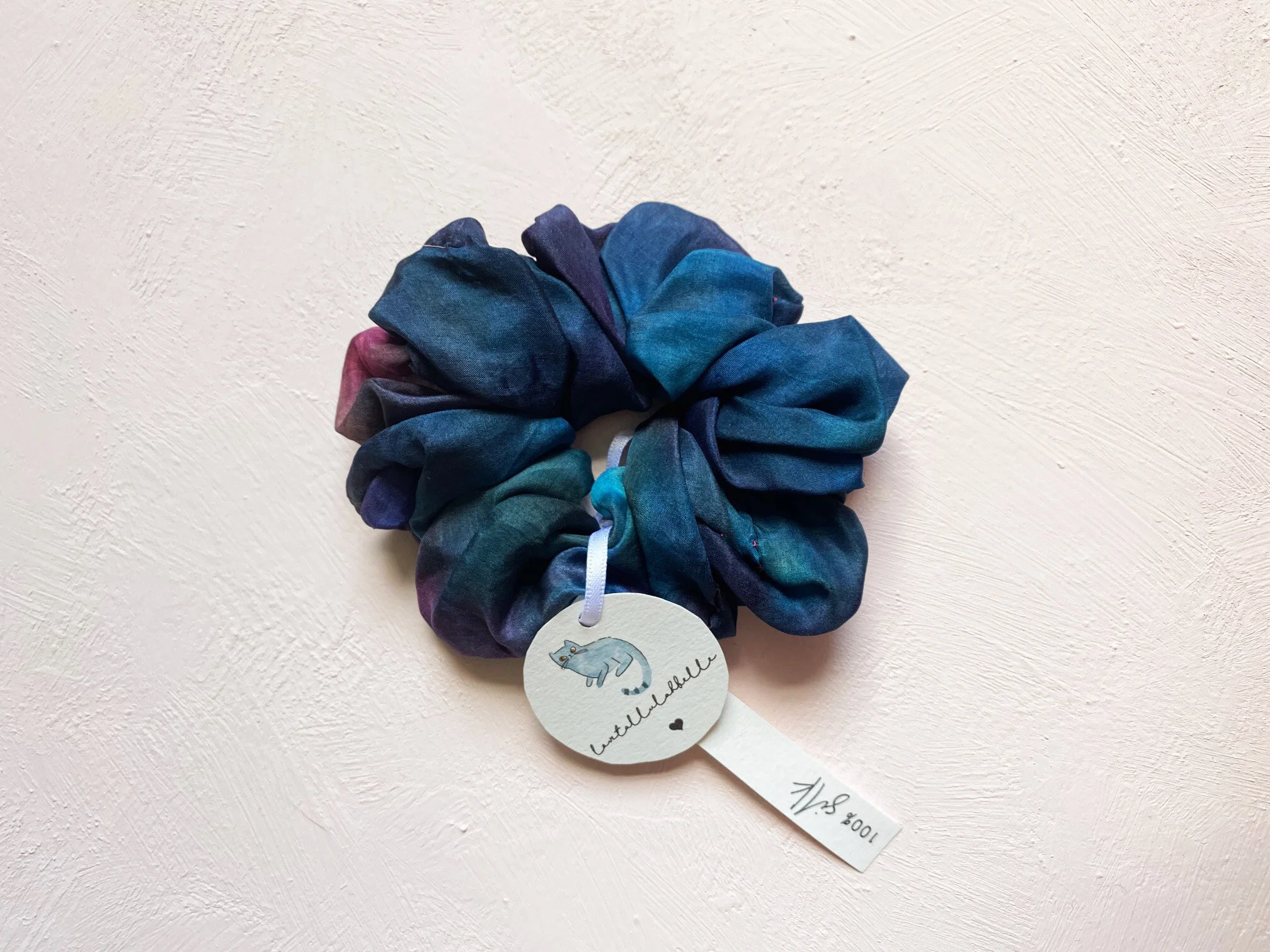 Cosmic Print Blue Silk Scrunchie