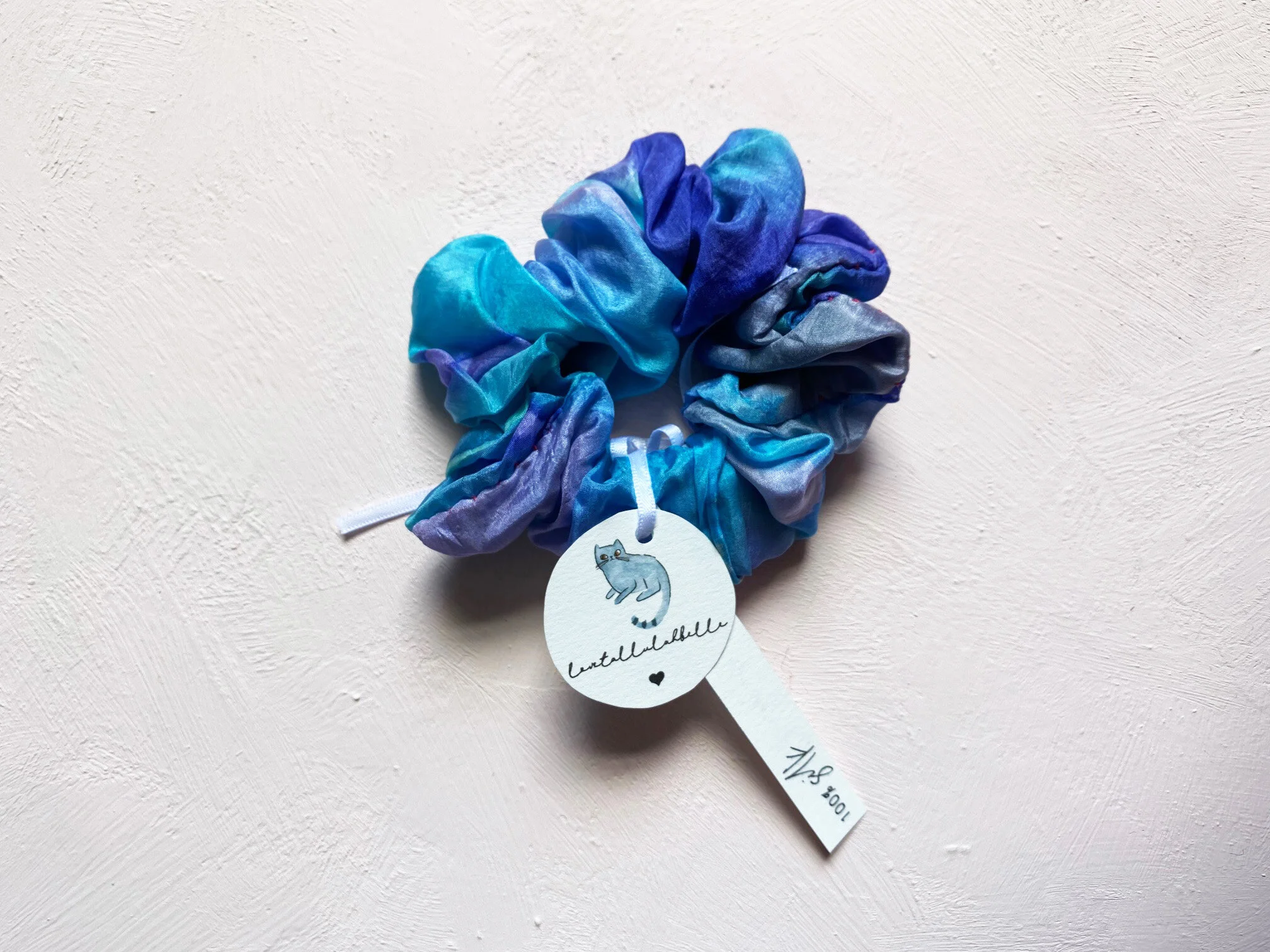 Beautiful Bright Blue Silk Scrunchie