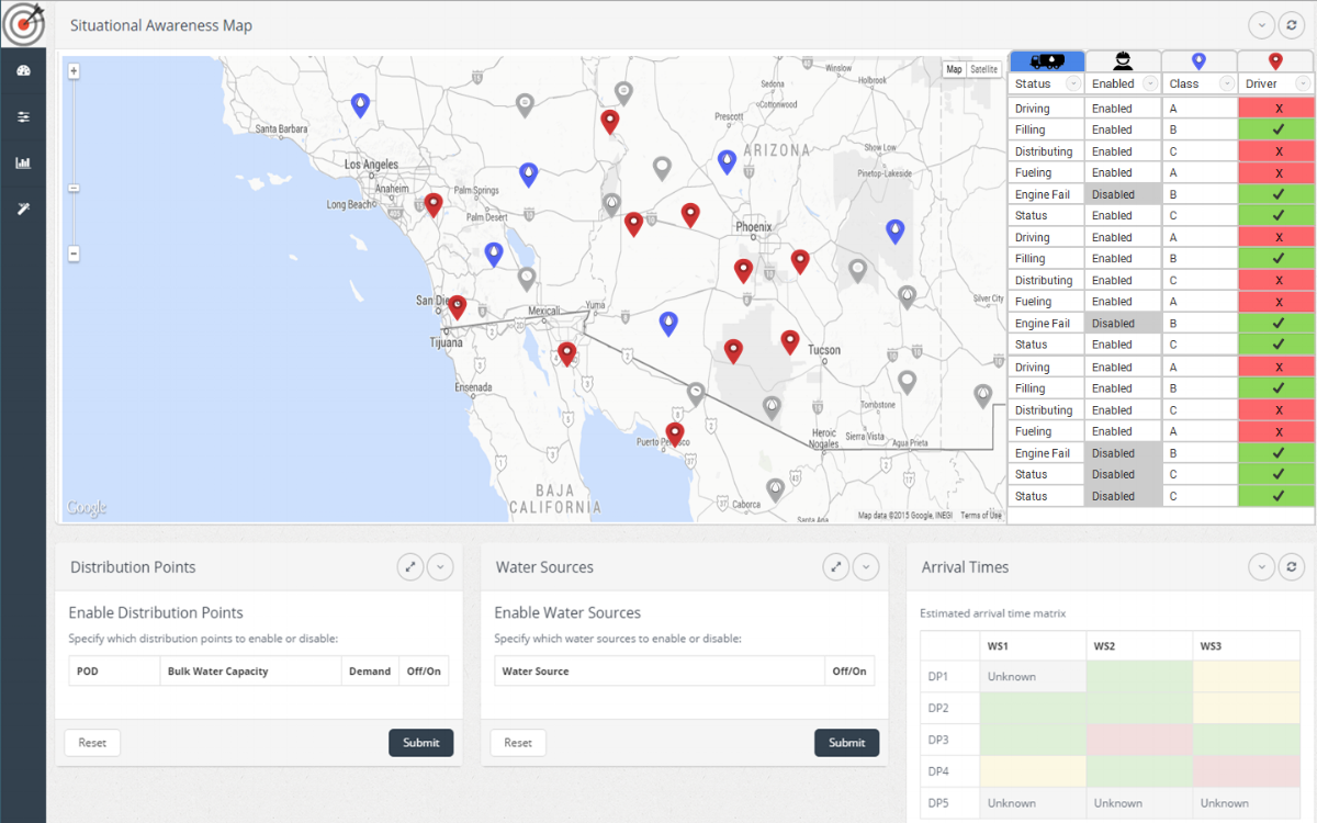 Detailed and designed resource management interface. This version includes more robust simulation services and live back-end data services for simulation analysis.