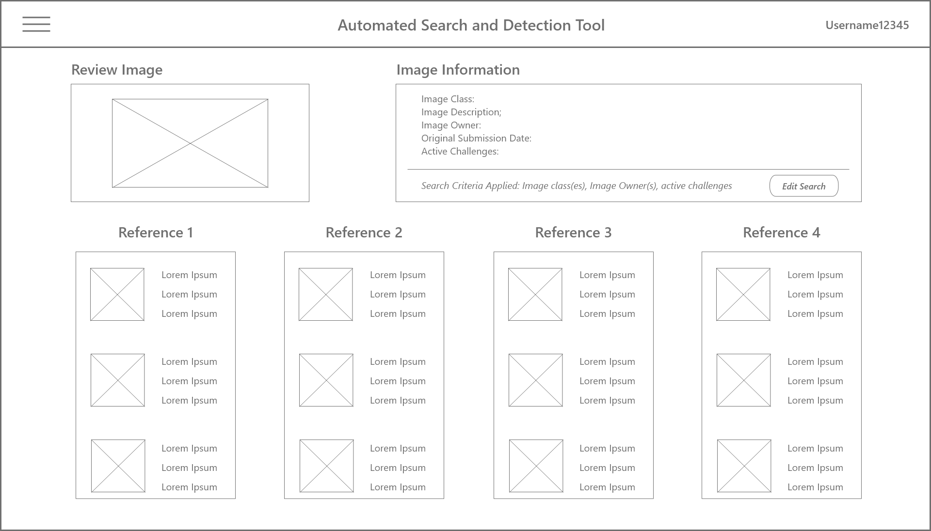 Example multi-image results comparison. Provides high-level, broad image review compared to the submitted reference image.