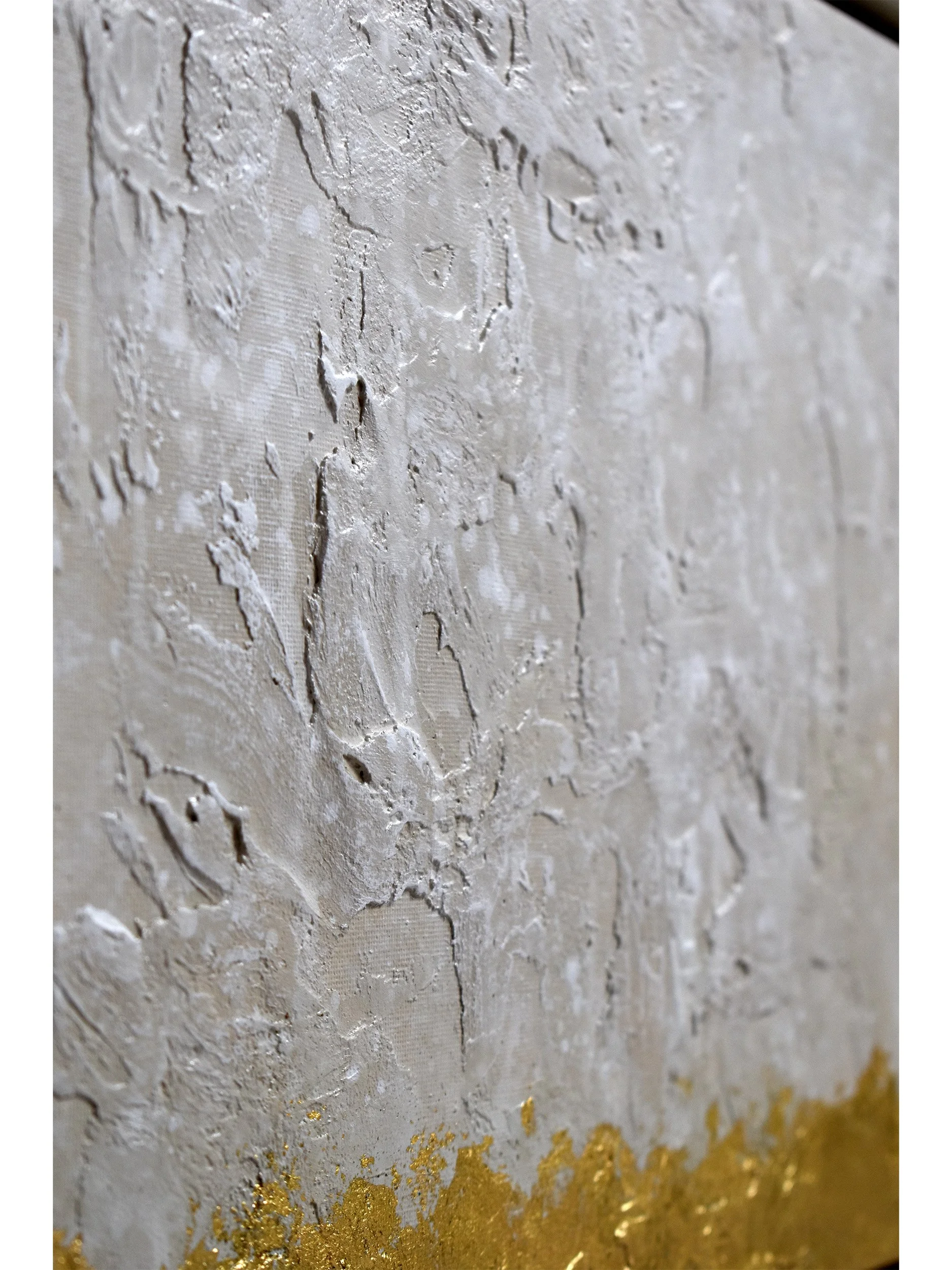 Ethereal Elegance Golden Horizon - Framed Cream and Gold Leaf Minimalist Original Textured Abstract Painting by Samuel Deacon Art