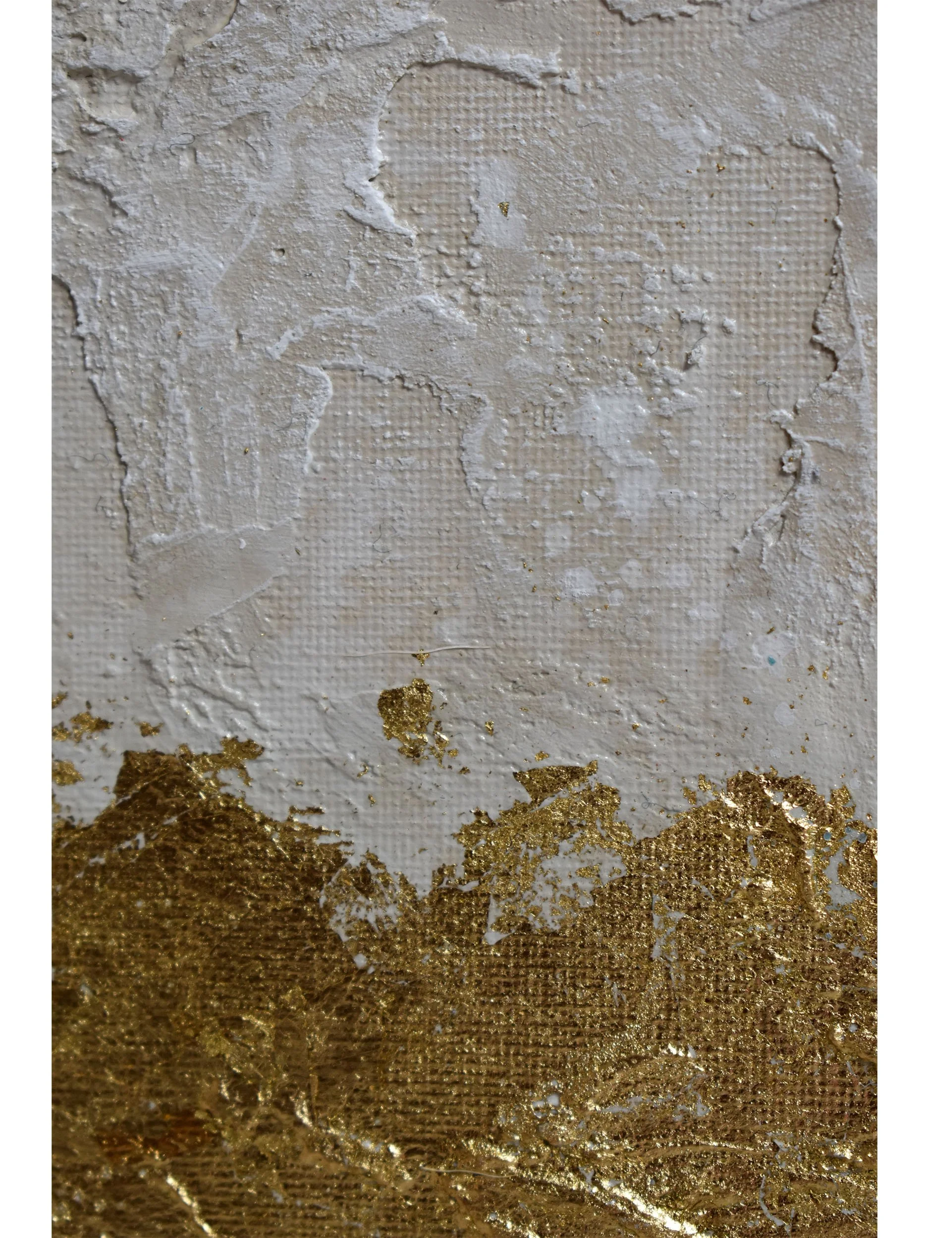 Ethereal Elegance Golden Horizon - Framed Cream and Gold Leaf Minimalist Original Textured Abstract Painting by Samuel Deacon Art