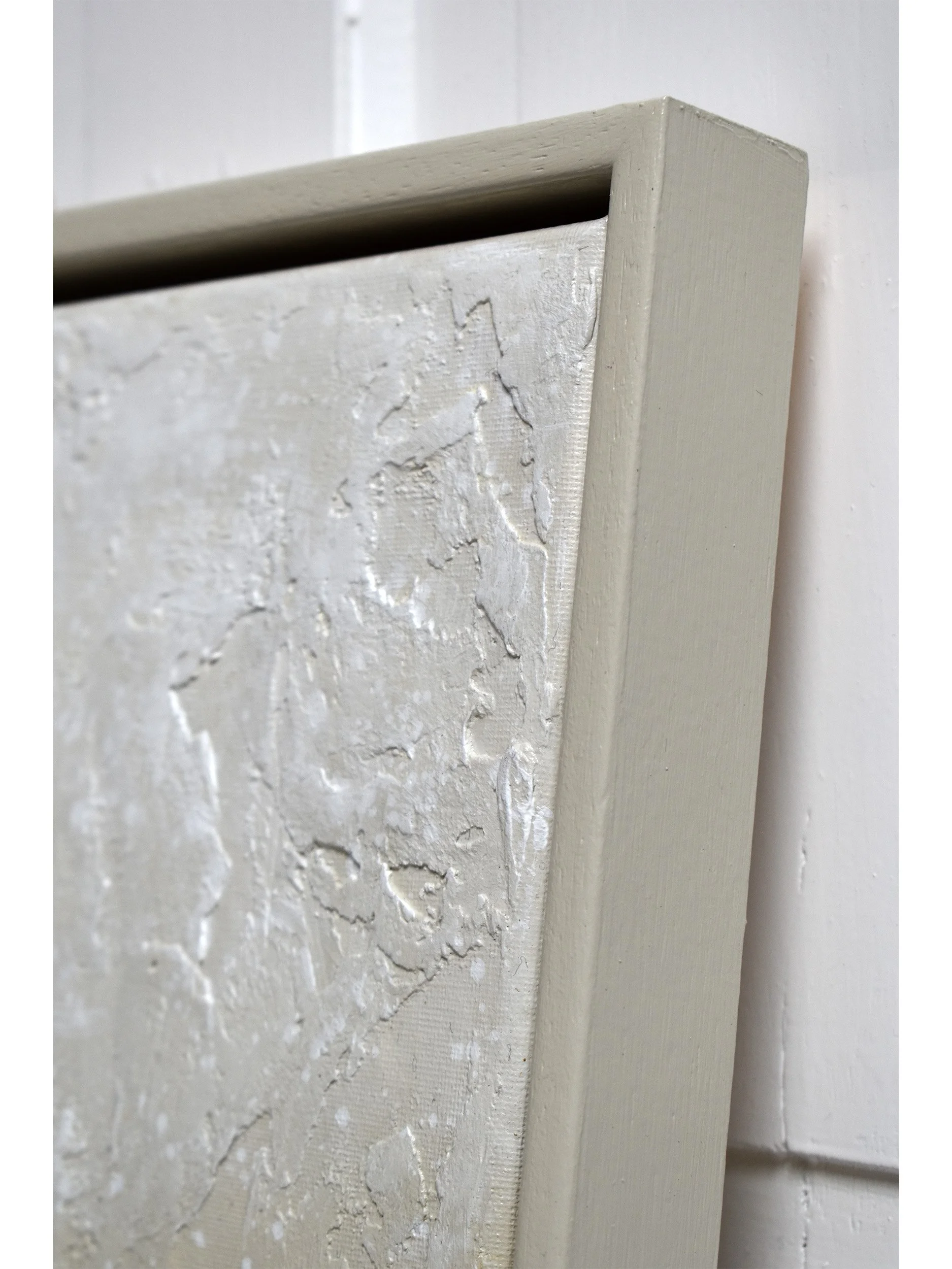 Ethereal Elegance Golden Horizon - Framed Cream and Gold Leaf Minimalist Original Textured Abstract Painting by Samuel Deacon Art