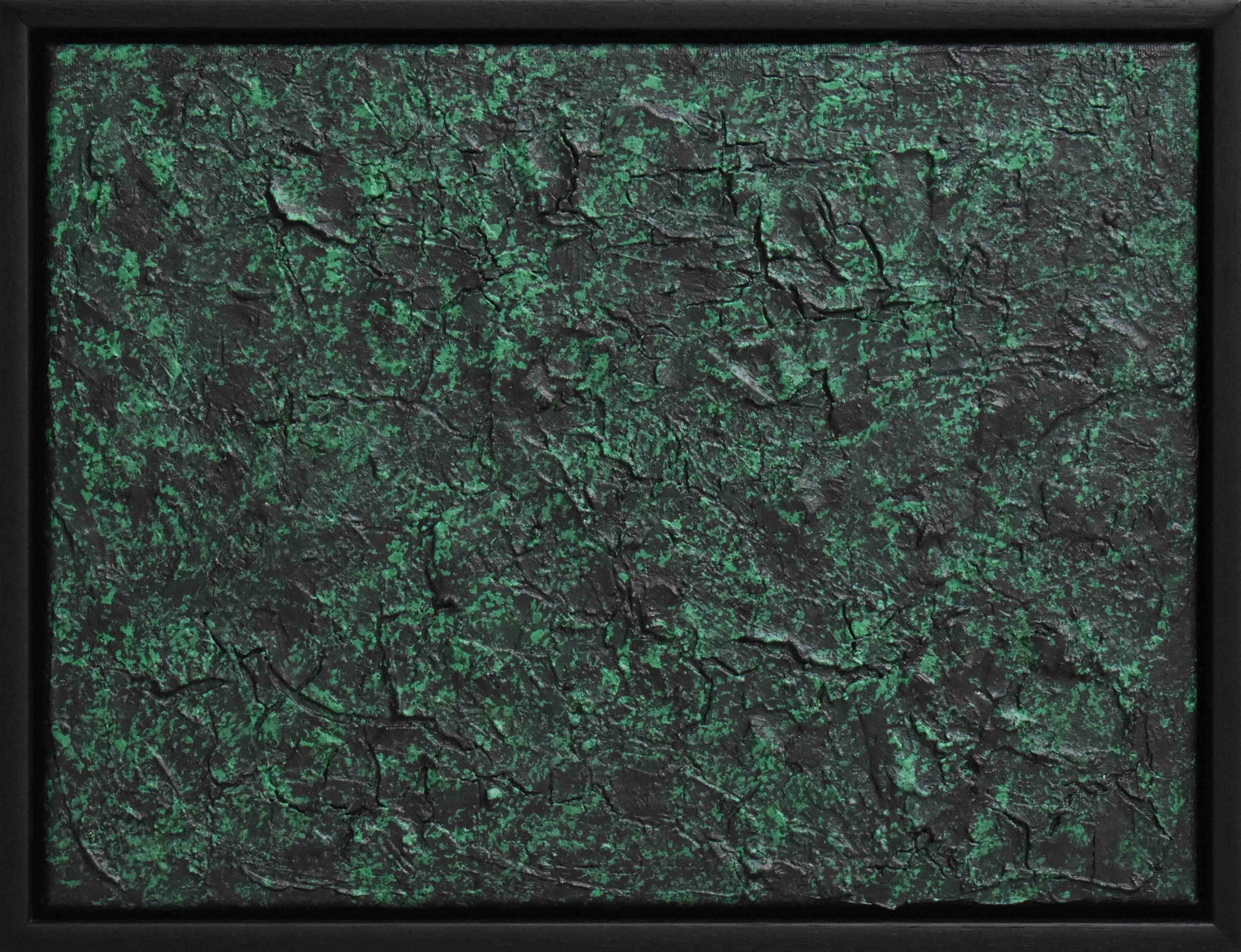 Malachite - Original Framed Abstract Textured Green Painting by Samuel Deacon